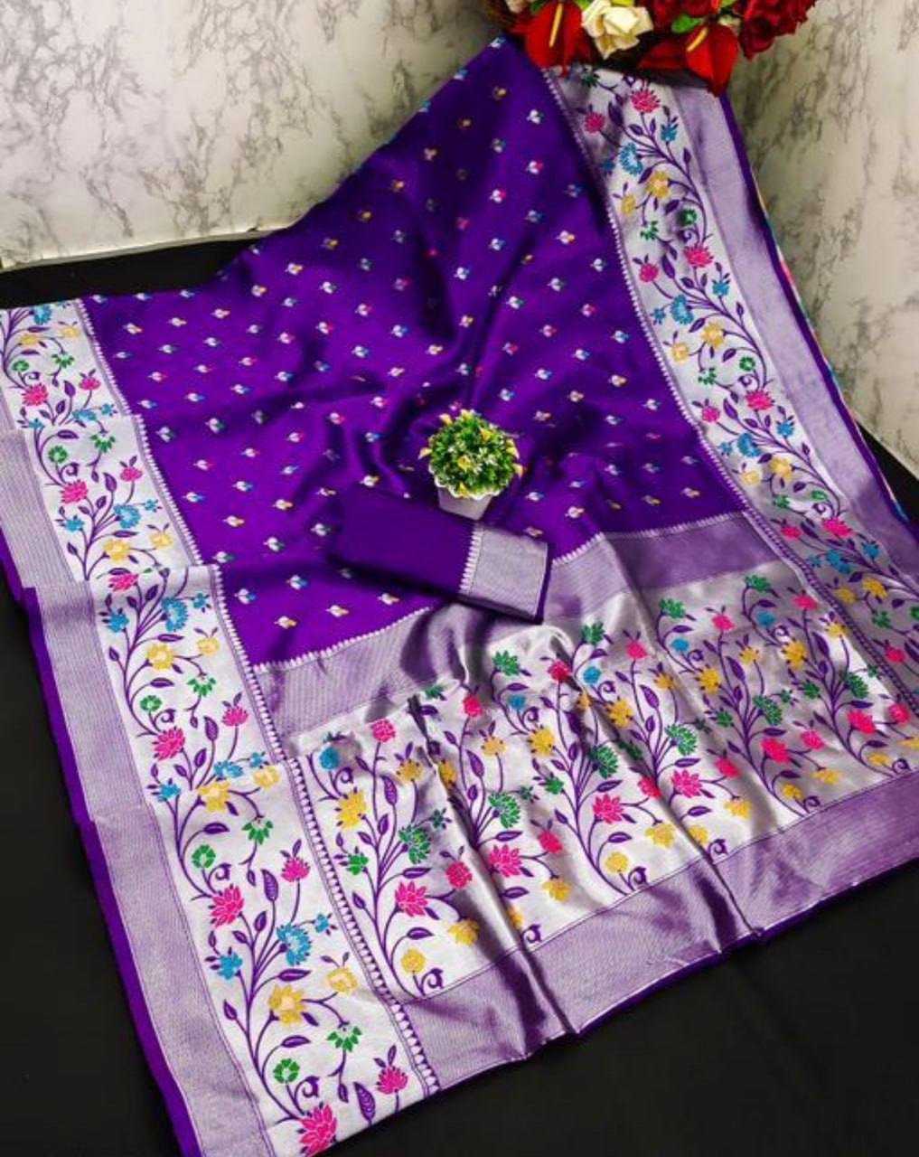 YNF PAITHANI SILK RIN179 774 SILK SAREES WHOLESALE BANARASI SILK PATHANI ZARI BORDER SILK SAREES MANUFACTURER - Deevit International