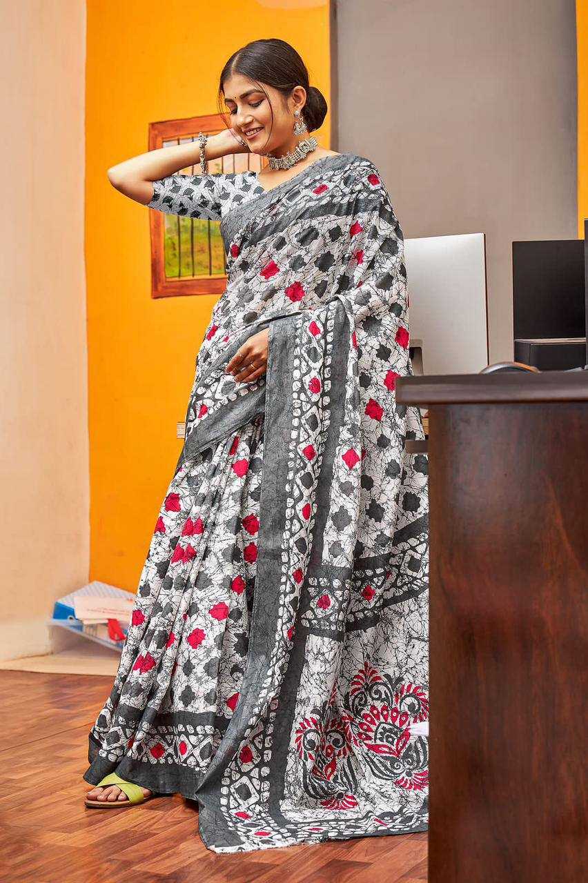 YNF PURE COTTON KESH244  IKKAT FUNDA SAREES WHOLESALE BLOCK PRINTED COTTON LADIES OFFICE WEAR SAREES MANUFACTURER - Deevit International