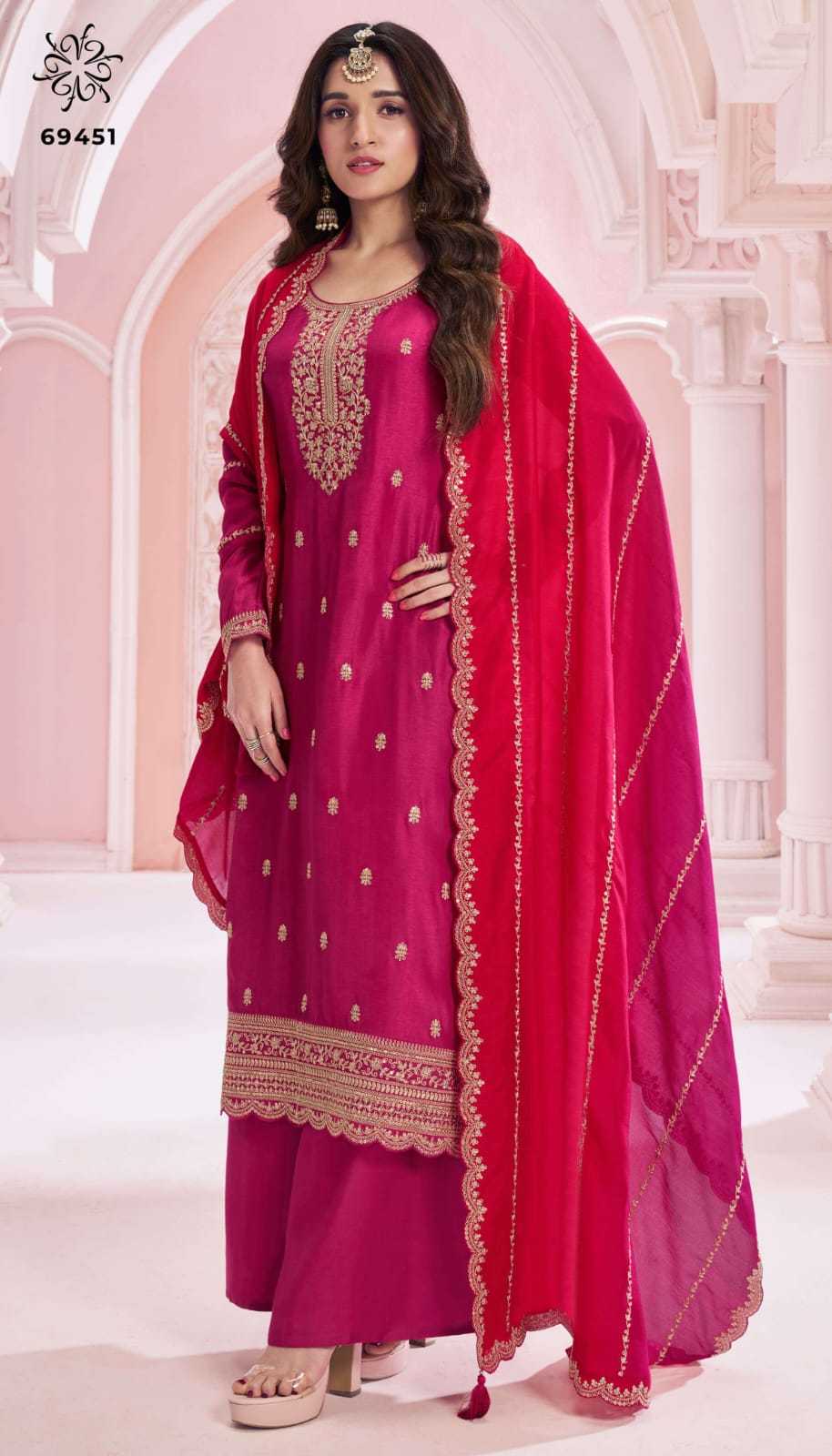 YNF SILK KESH235 SUHAAG SUITS & DRESSES WHOLESALE PALAZZO EMBROIDERY WEDDING SUITS MANUFACTURE - Deevit International