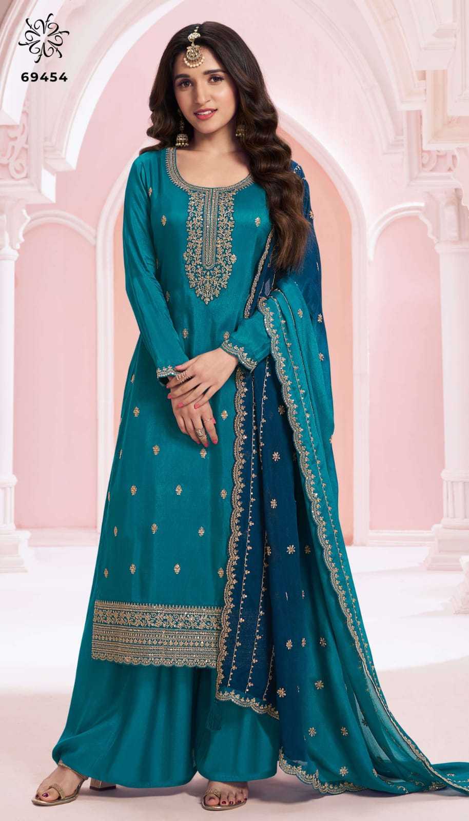 YNF SILK KESH235 SUHAAG SUITS & DRESSES WHOLESALE PALAZZO EMBROIDERY WEDDING SUITS MANUFACTURE - Deevit International