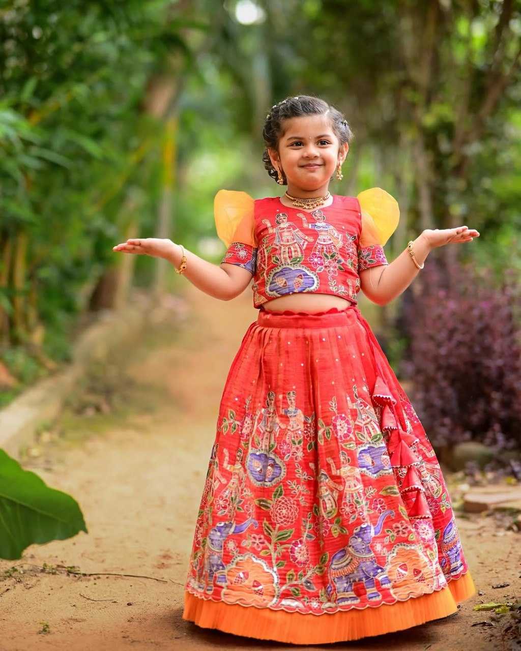 YNF SOFT CHINON KESH109 160 WHOLESALE KIDS LEHENGA TRADITIONAL ETHNIC LEHENGA KIDS FESTIVEL LEHANGA MANUFACTURER - Deevit International