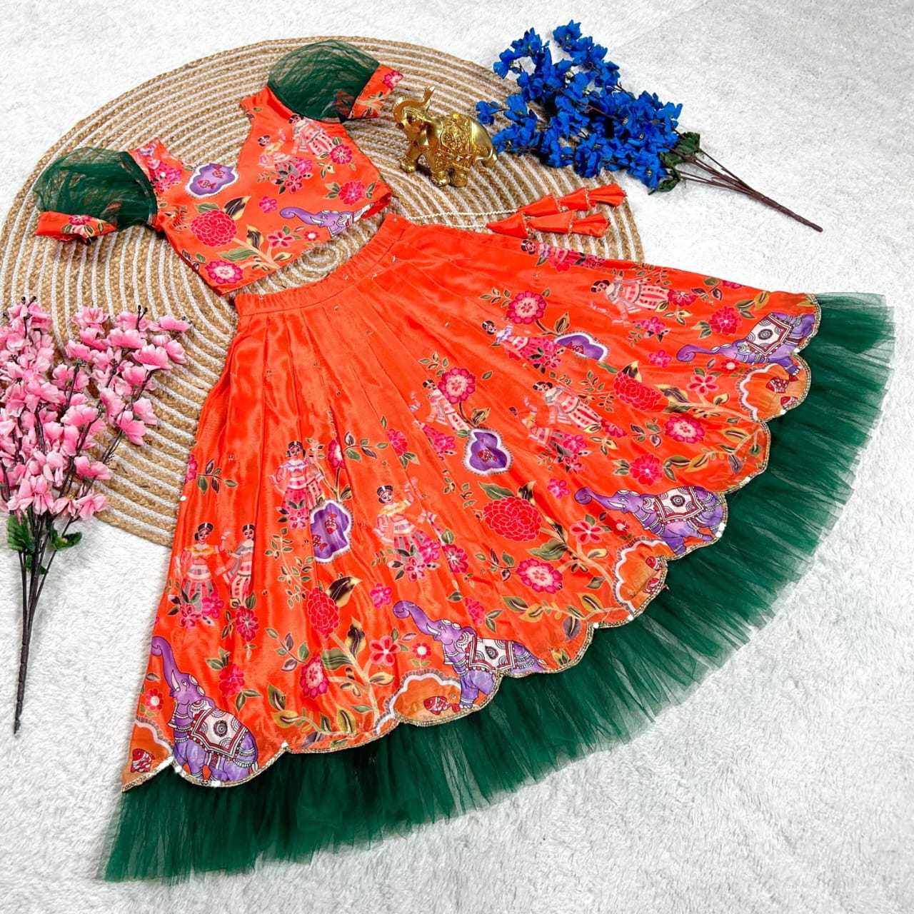 YNF SOFT CHINON KESH255 ETF12 KIDS WEAR WHOLESALE KIDS LEHENGA KIDS TRADITIONAL OUTFITS KIDS LEHENGA CHOLI KIDS FESTIVE WEAR KIDS WEDDING OUTFITS MANUFACTURER - Deevit International