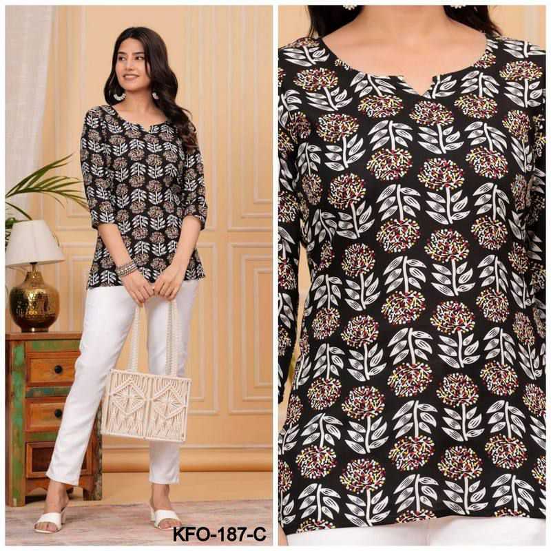 YNF SOFT COTTON KESH252 PIC02 KURTIS WHOLESALE SHORT COTTON PRINTED CASUAL KURTIS MANUFACTURER - Deevit International