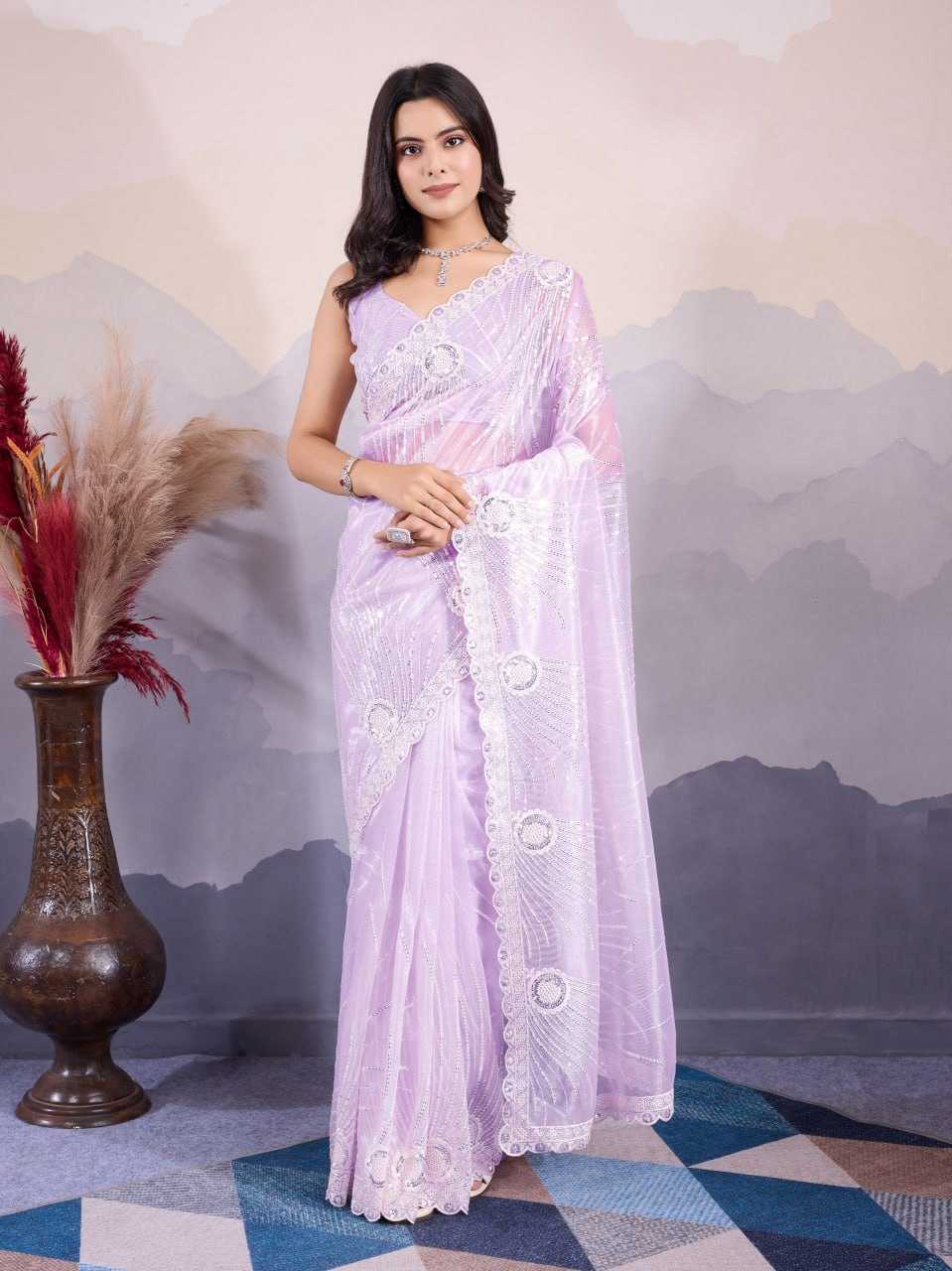 YNF SOFT NET RIN188 Kohinoor1 SAREES WHOLESALE SEQUENCE EMBROIDERED NET FESTIVE SAREES MANUFACTURER - Deevit International