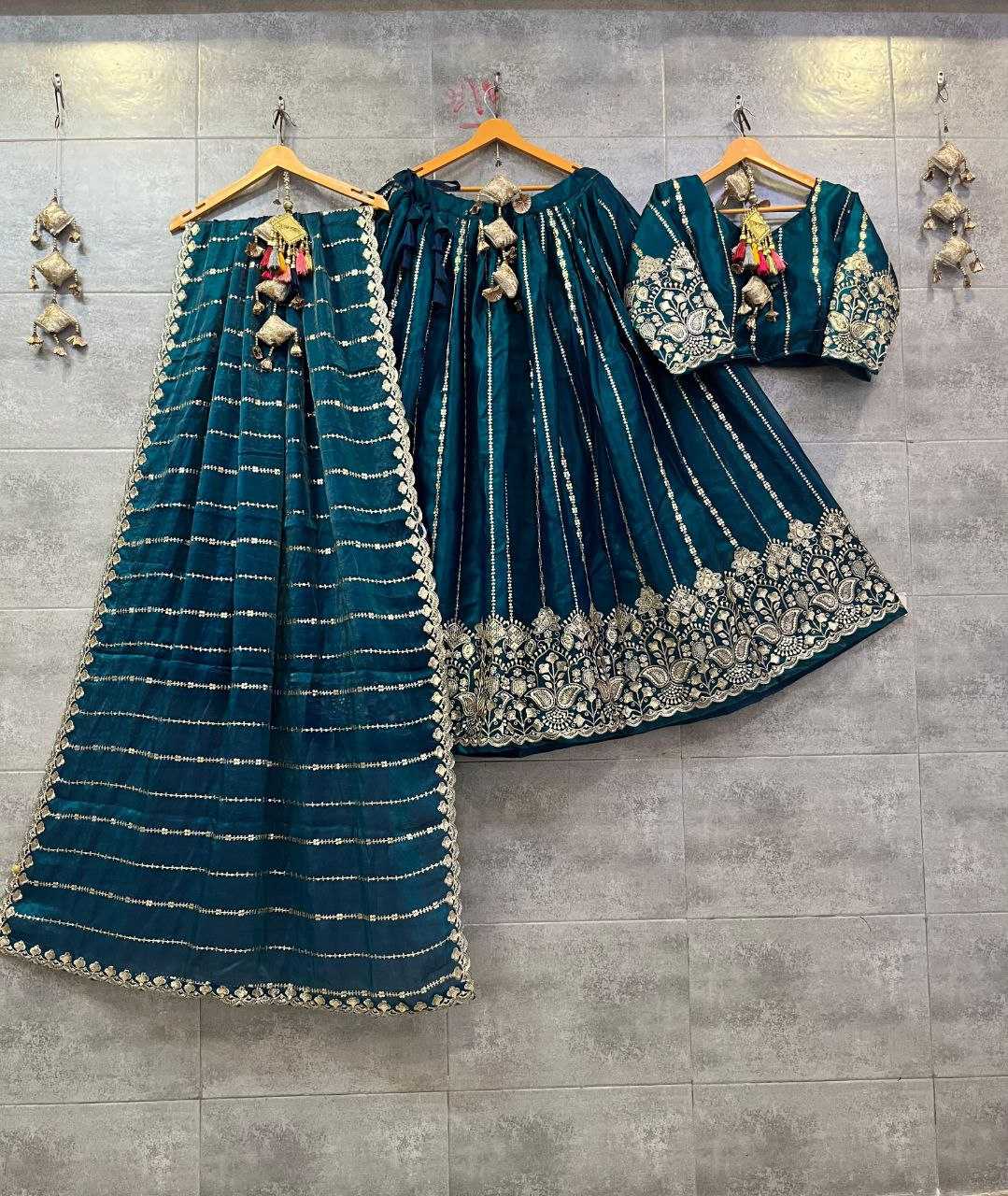 YNF TISSUE SILK KESH179 AHB105 LEHENGAS WHOLESALE DESIGNER SILK WEDDING SEQUNIS LEHENGAS MANUFACTURER - Deevit International