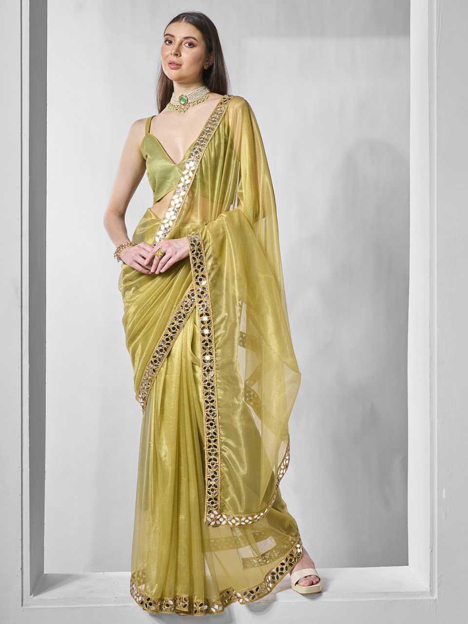 YNF TISSUE SILK KESH235 TISSUE SAREES WHOLESALE PARTY WEAR NET TISSUE SILK PAIN SAREES MANUFACTURER - Deevit International