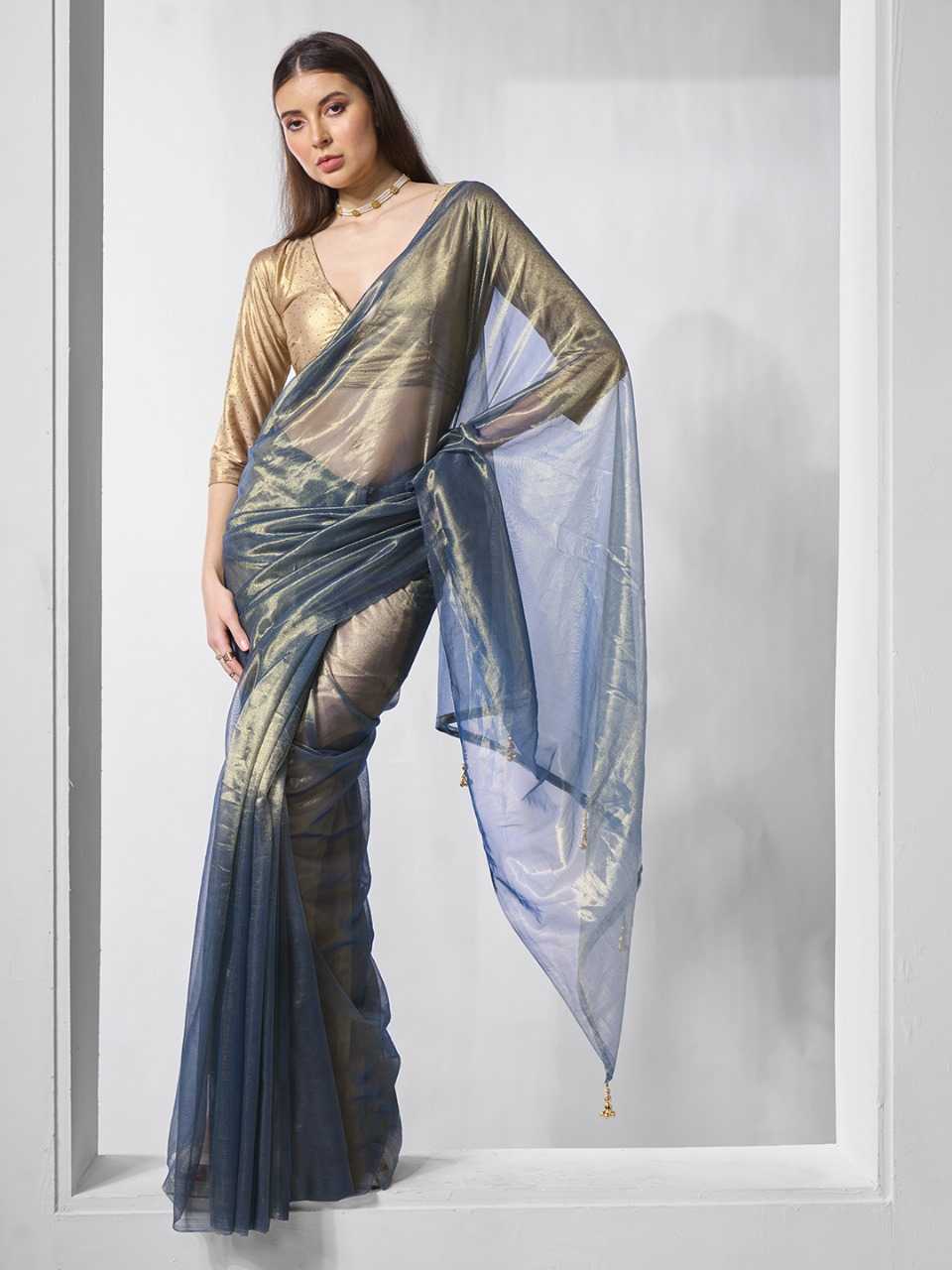 YNF TISSUE SILK KESH235 TISSUE SAREES WHOLESALE PARTY WEAR NET TISSUE SILK PAIN SAREES MANUFACTURER - Deevit International