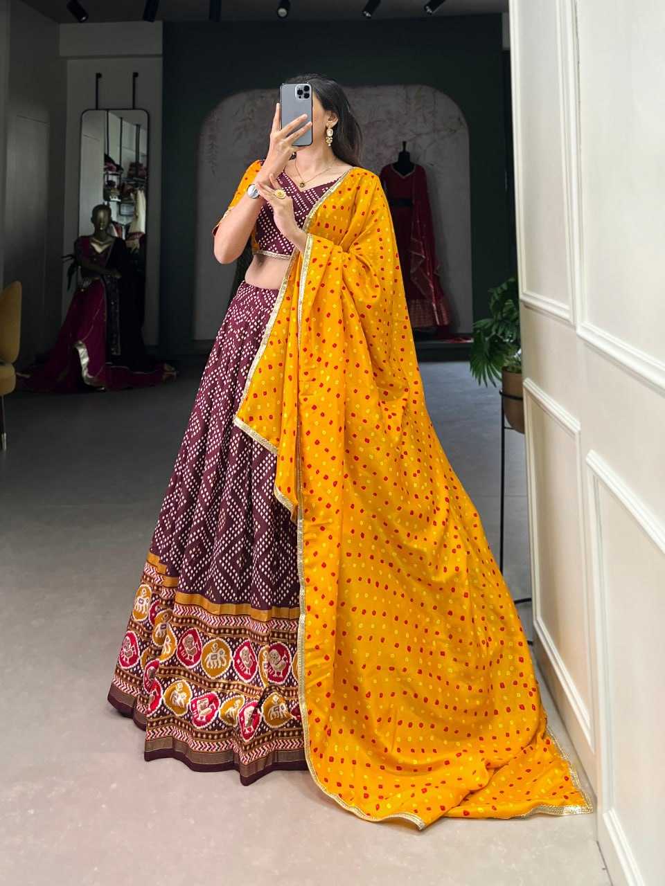 YNF TUSSAR SILK KESH134 1687 LEHENGAS WHOLESALE SILK TRADITIONAL PRINTED LEHENGAS MANUFACTURER - Deevit International