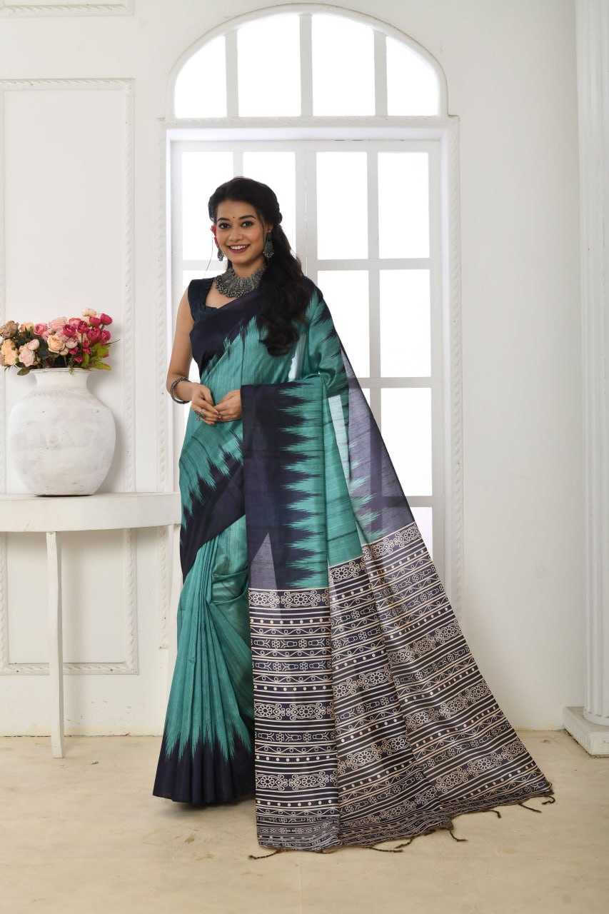 YNF TUSSAR SILK KESH165 RBN33 SAREES WHOLESALE TRADITIONAL EMBROIDERED TUSSAR SILK SAREES MANUFACTURER - Deevit International