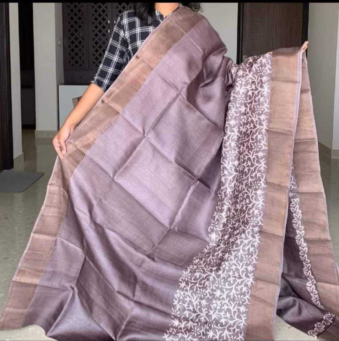 YNF TUSSAR SILK RIN149 MKD149 SILK SAREES WHOLESALE TUSSAR SILK ZARI BORDER SILK PRINTED SILK HANDLOOM SAREES MANUFACTURER - Deevit International