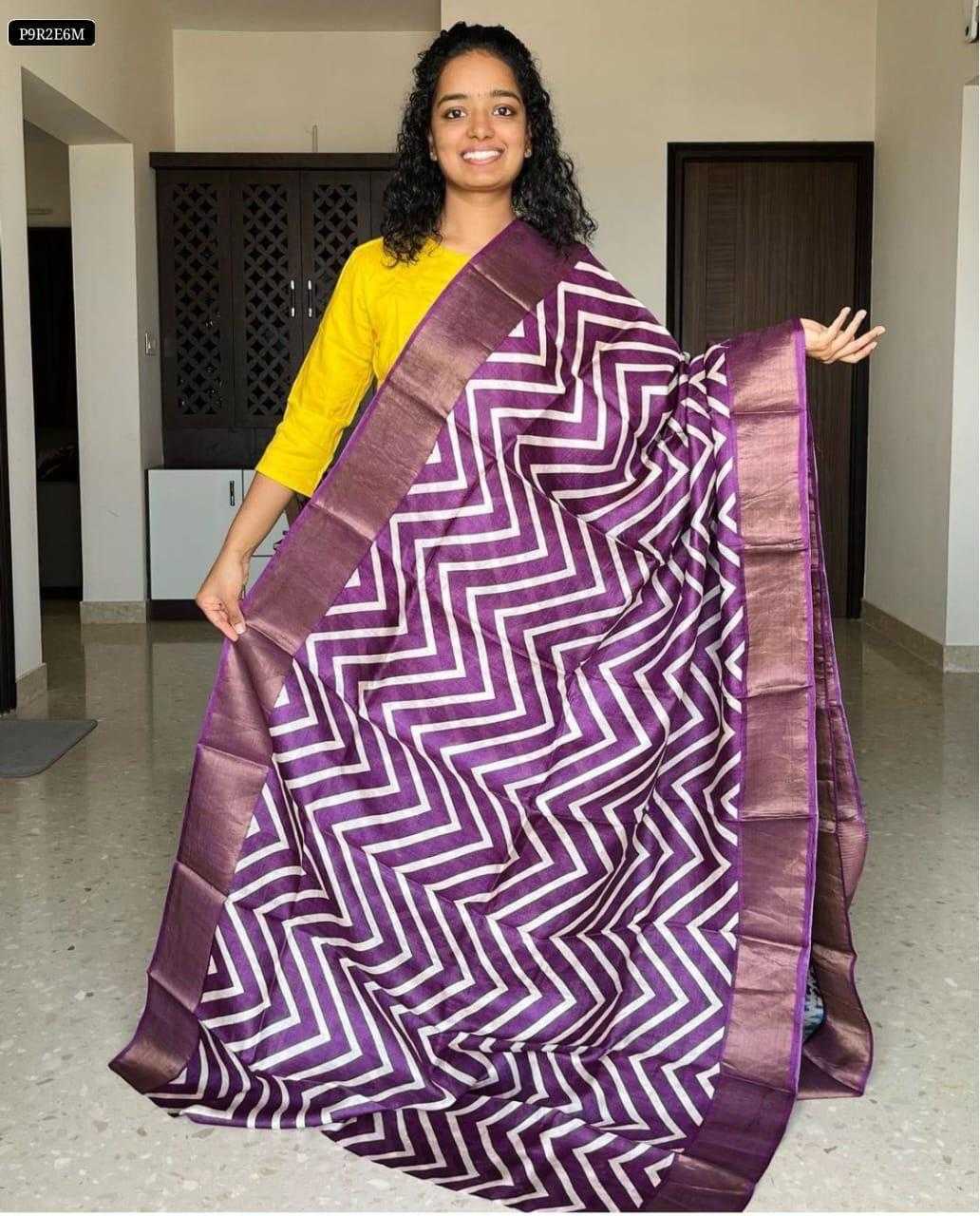 YNF TUSSAR SILK RIN149 MKD149 SILK SAREES WHOLESALE TUSSAR SILK ZARI BORDER SILK PRINTED SILK HANDLOOM SAREES MANUFACTURER - Deevit International