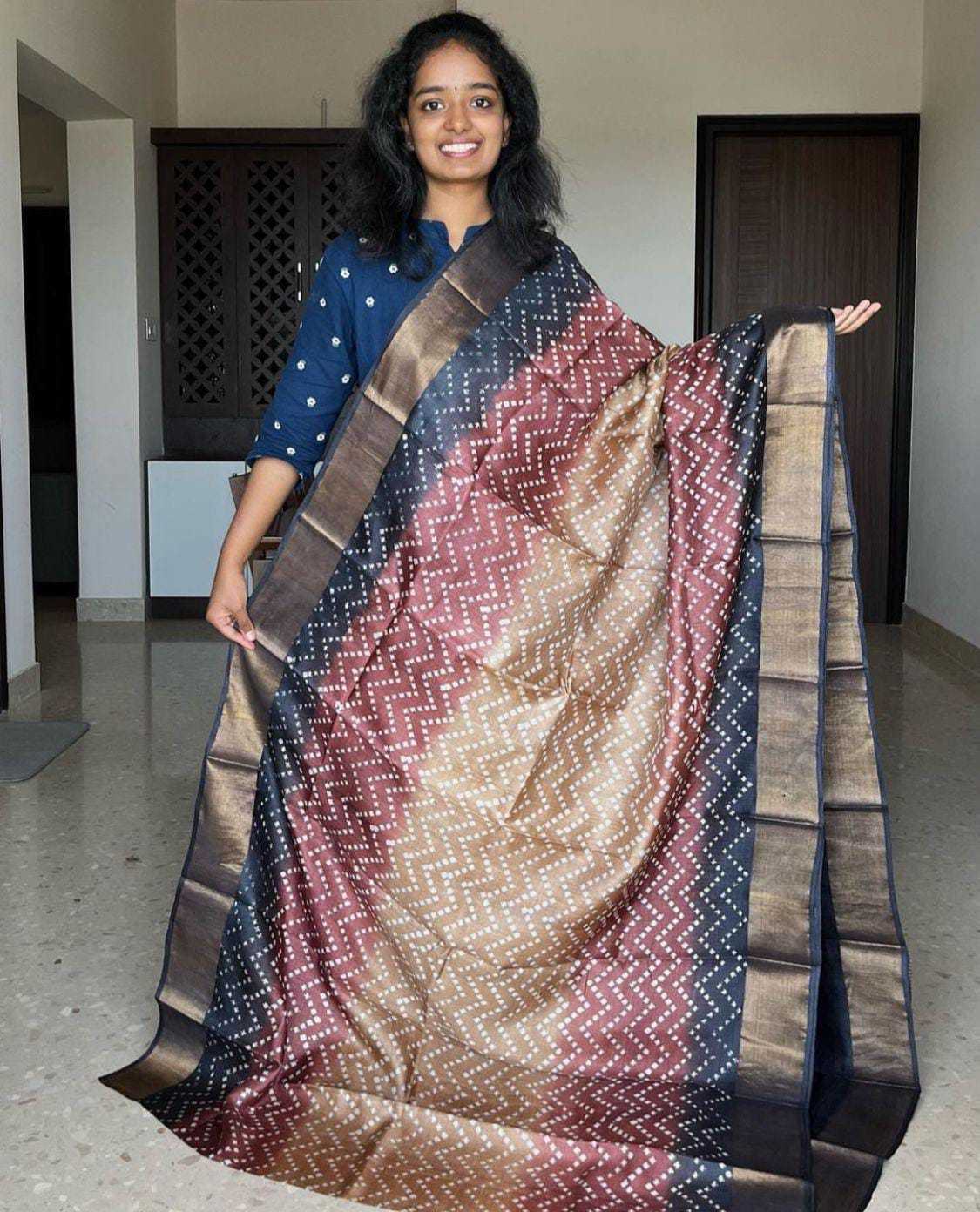 YNF TUSSAR SILK RIN149 MKD171 SILK SAEES WHOLESALE TUSSAR SILK HANDLOOM ZARI BORDER SILK SAREES MANUFACTURER - Deevit International