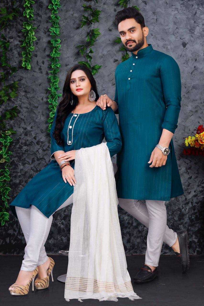 YNF COTTON RIN191 WTX08 COUPLE WEAR WHOLESALE COUPLE MATCHING ETHNIC OUTFITS MANUFACTURER - Deevit International