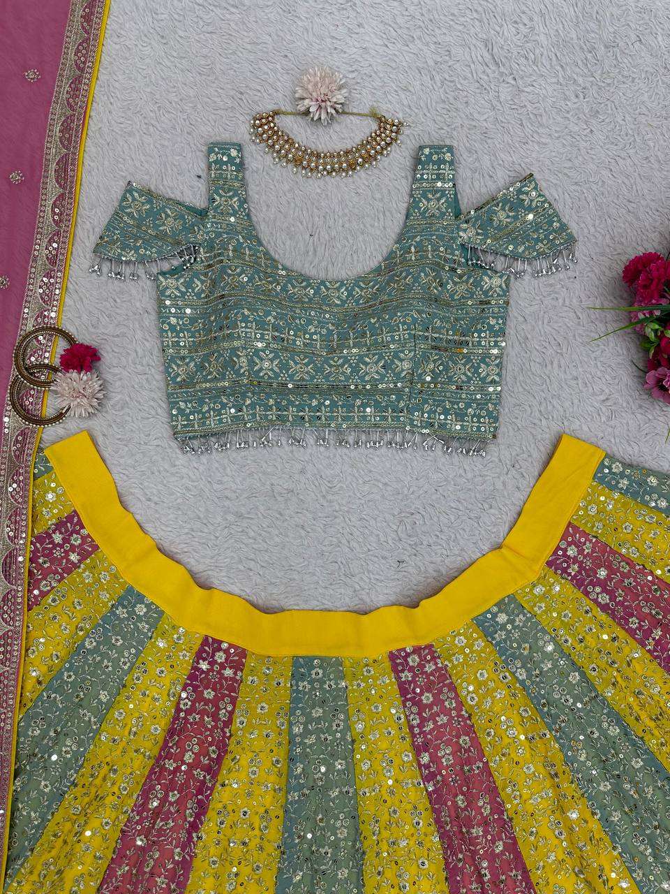 YNF FAUX GEORGETTE RIN162 221 WHOLESALE  LEHENGAS MANUFACTURER