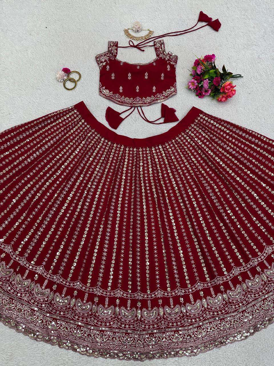 YNF  FAUX GEORGETTE RIN162 234 WHOLESALE  LEHENGAS MANUFACTURER