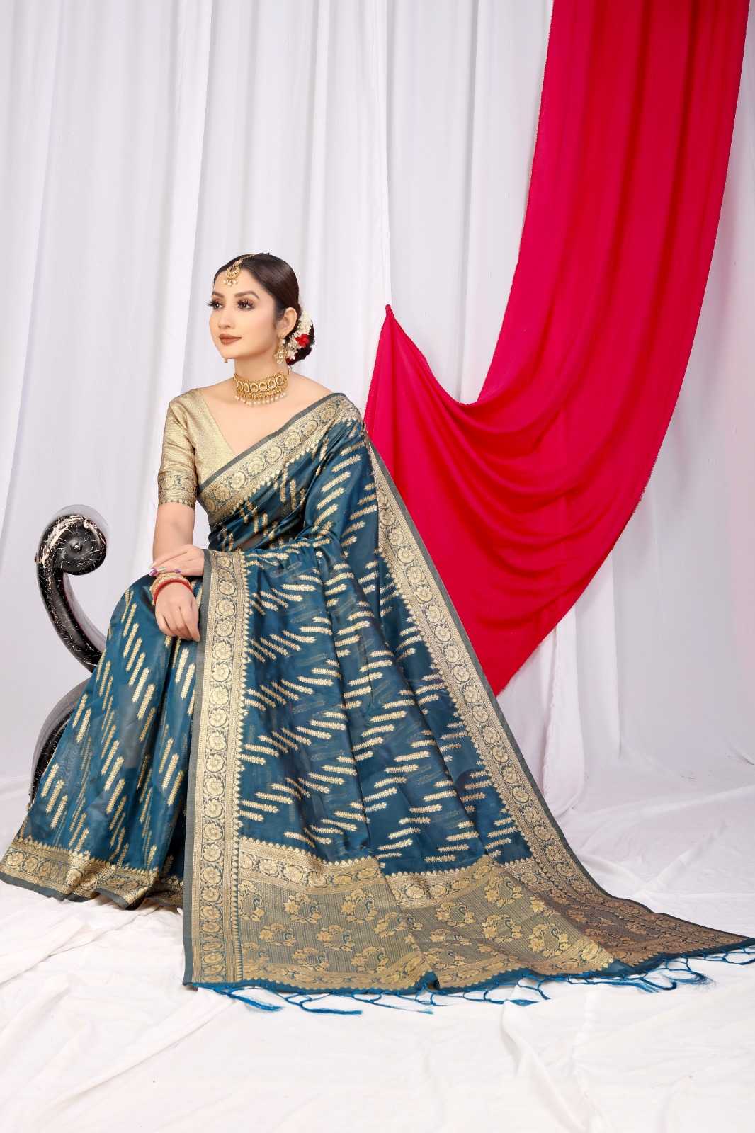 YNF ORGANZA SILK NYC SILK WHOLESALE SAREES MANUFACTURER