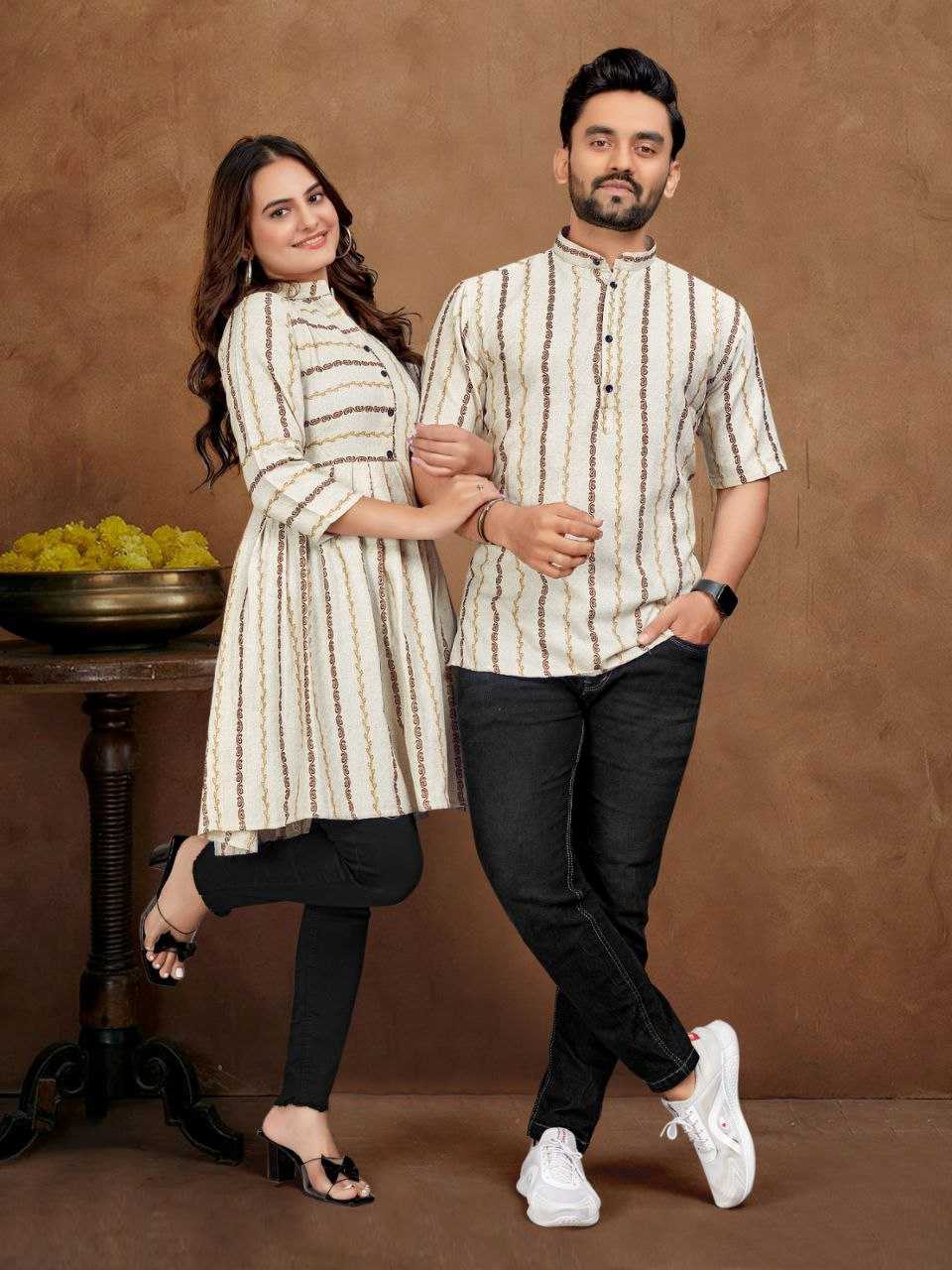 YNF COTTON SNX 01 COUPLE WEAR WHOLESALE MENS KURTA & FEMALE TUNIC MANUFACTURER 