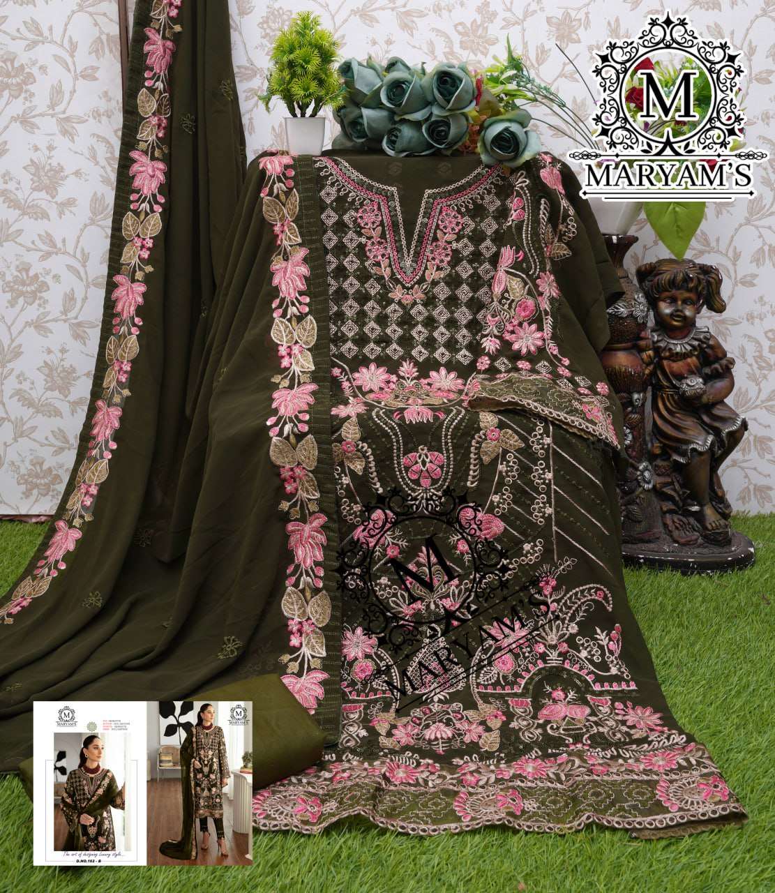 YNF FAUX GEORGETTE KAL 162 SUITS & DRESSES WHOLESALE UNSTITCHED SUITS EMANUFACTURER