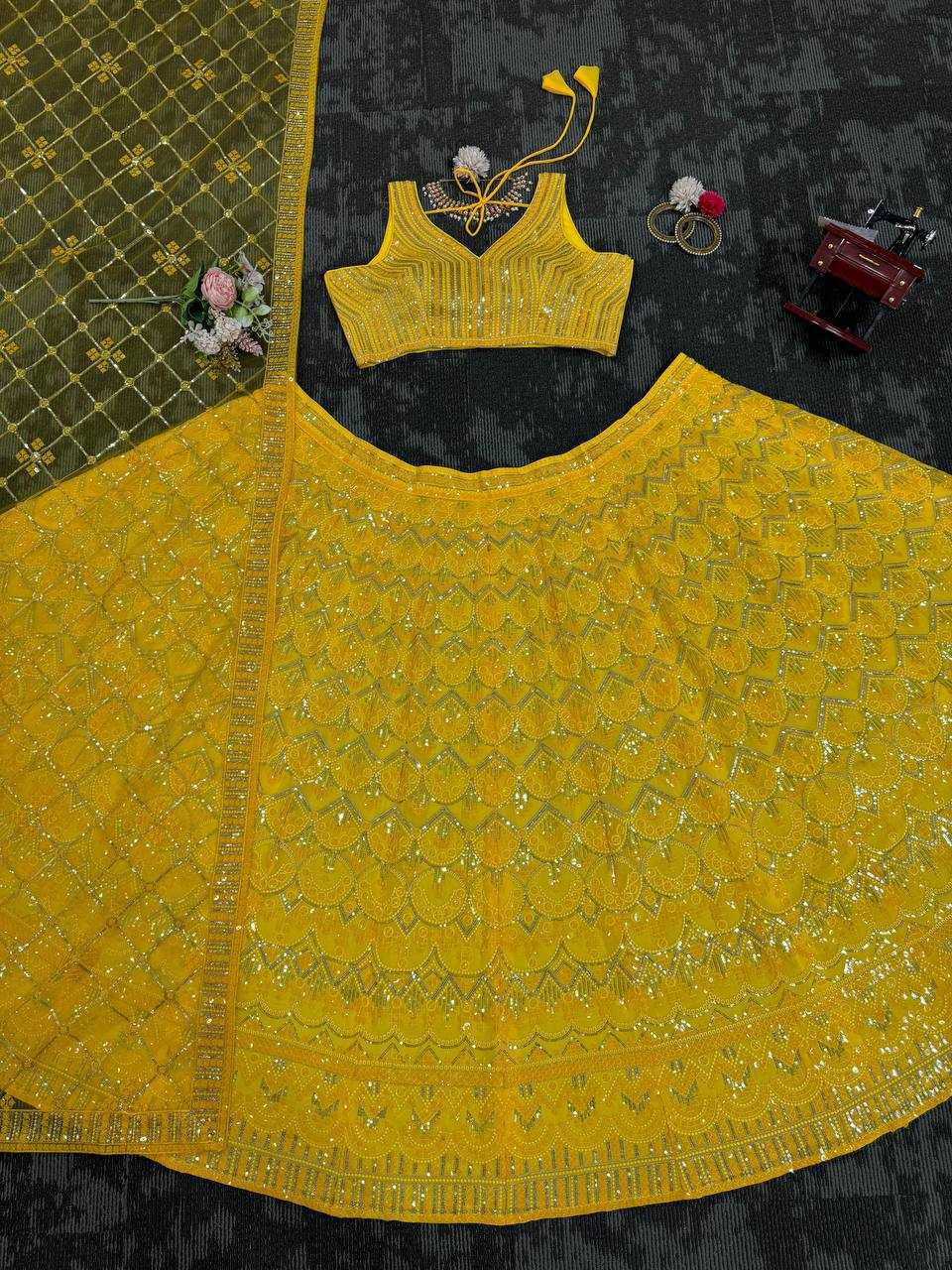 YNF FAUX GEORGETTE RIN162 269 LEHENGAS WHOLESALE DESIGNER FANCY TRADITIONAL LEHENGAS MANUFACTURER     