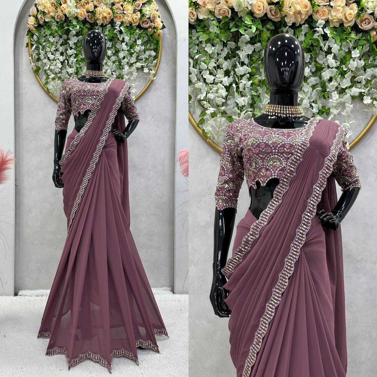 YNF GEORGETTE RIN133 477 SAREE WHOLESALE DESIGNER PARTY WEDDING RAKHI SAREES MANUFACTURER