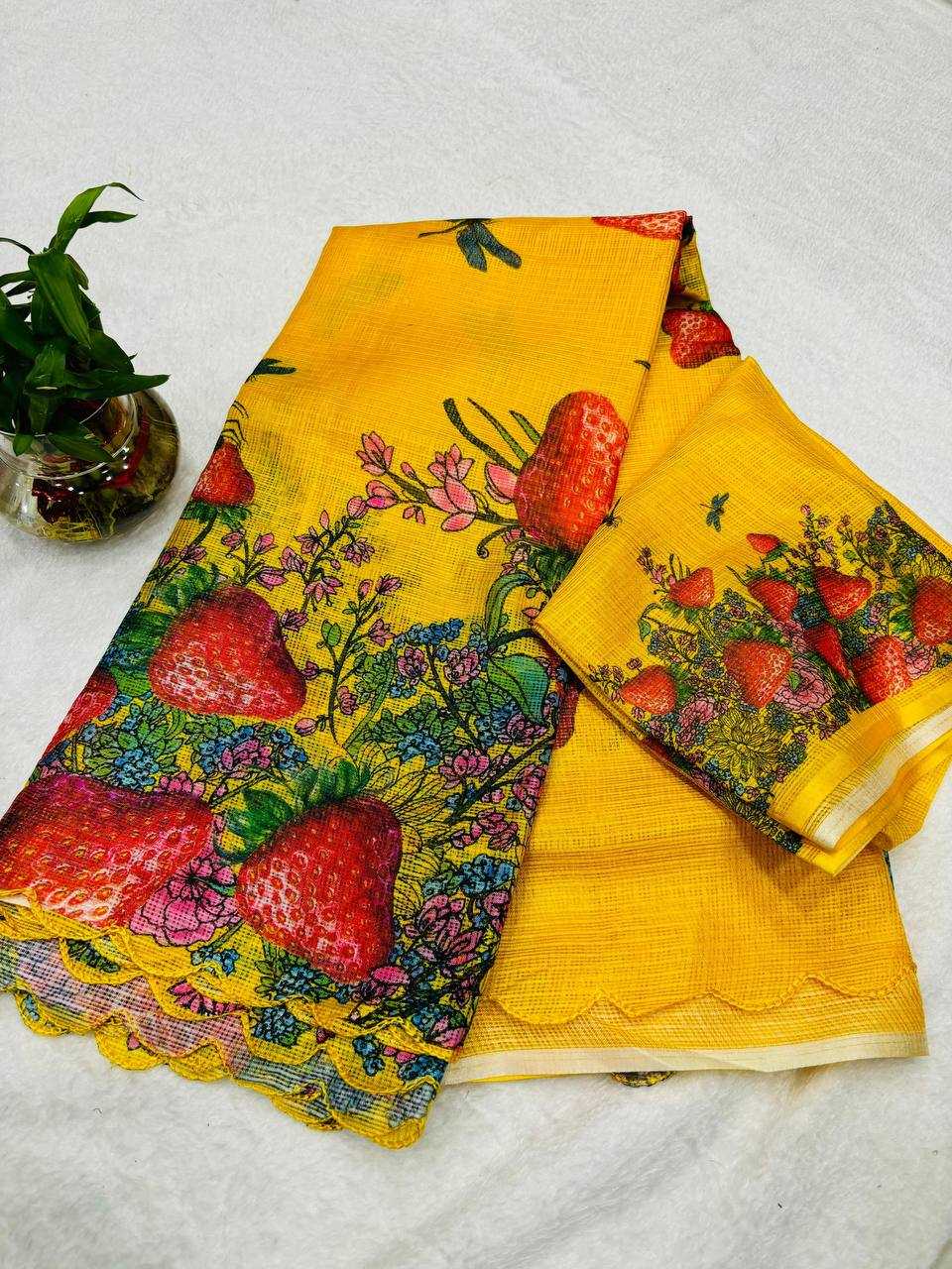 YNF KOTA SILK RIE STRAWBERRY SAREES WHOLESALE PRINTED LADIES KOTA DORIA SAREES MANUFACTURER    