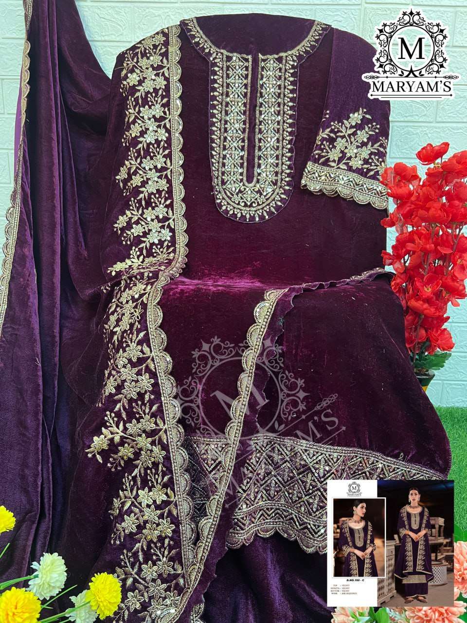 YNF VELVET KAL 160 SUITS & DRESSES WHOLESALE UNSTITCHED SUITS EMANUFACTURER