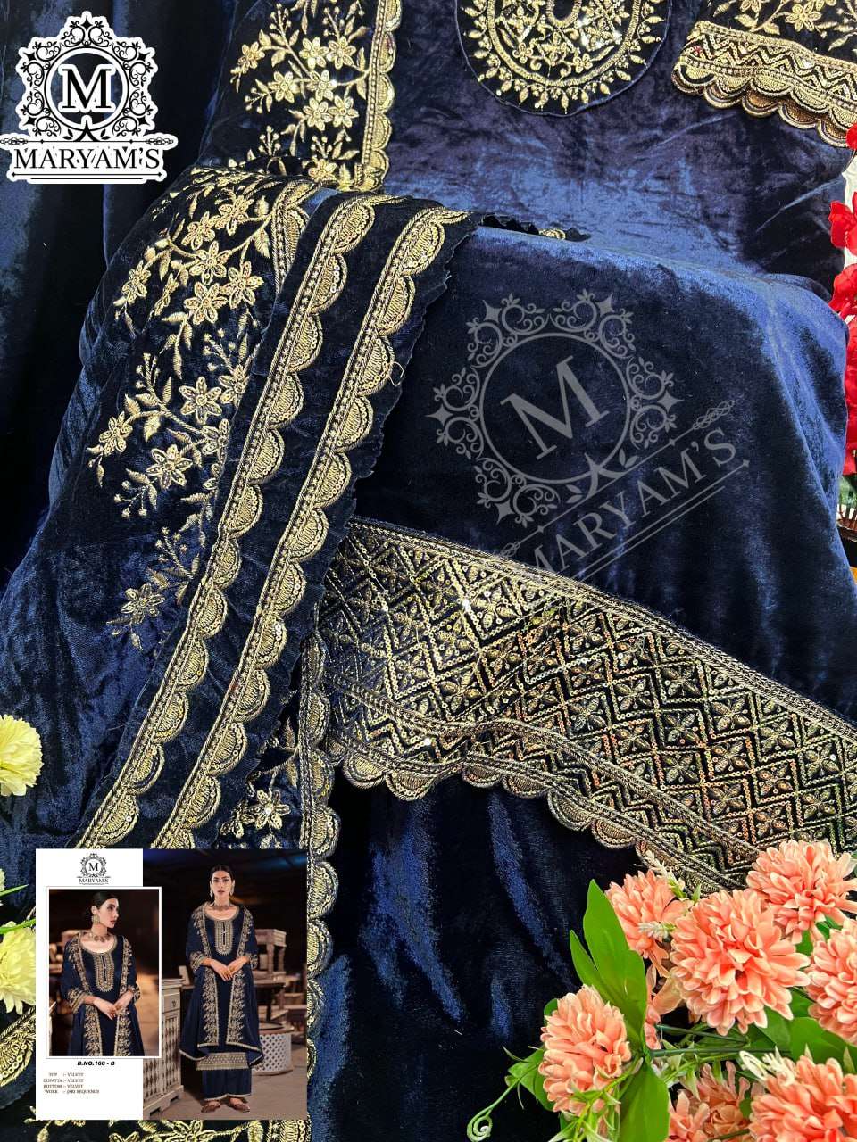 YNF VELVET KAL 160 SUITS & DRESSES WHOLESALE UNSTITCHED SUITS EMANUFACTURER