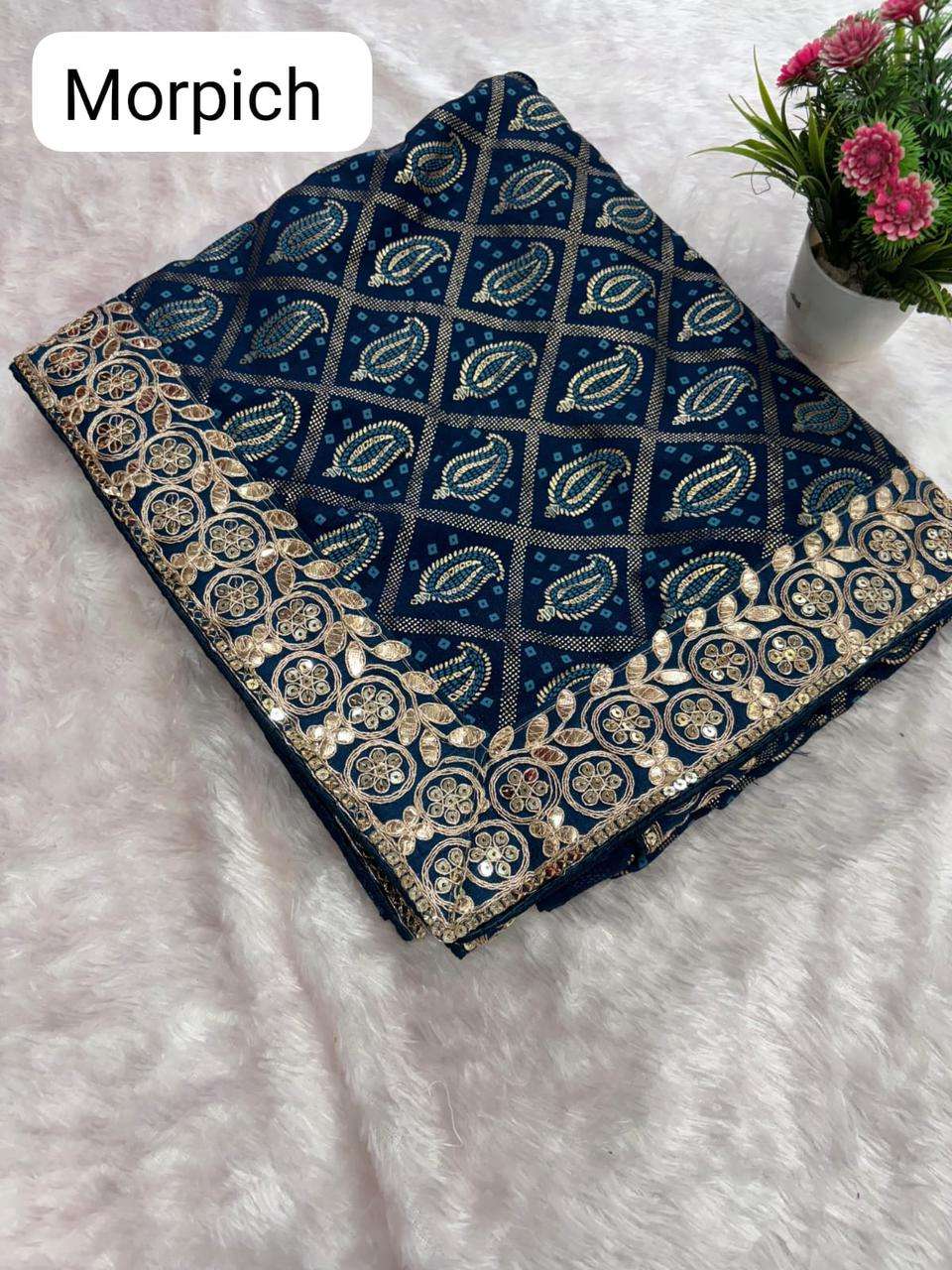 YNF VICHITRA SILK RJK ONE SAREES WHOLESALE GOTA PATTI EMBROIDERED LADIES SAREES EMANUFACTURER