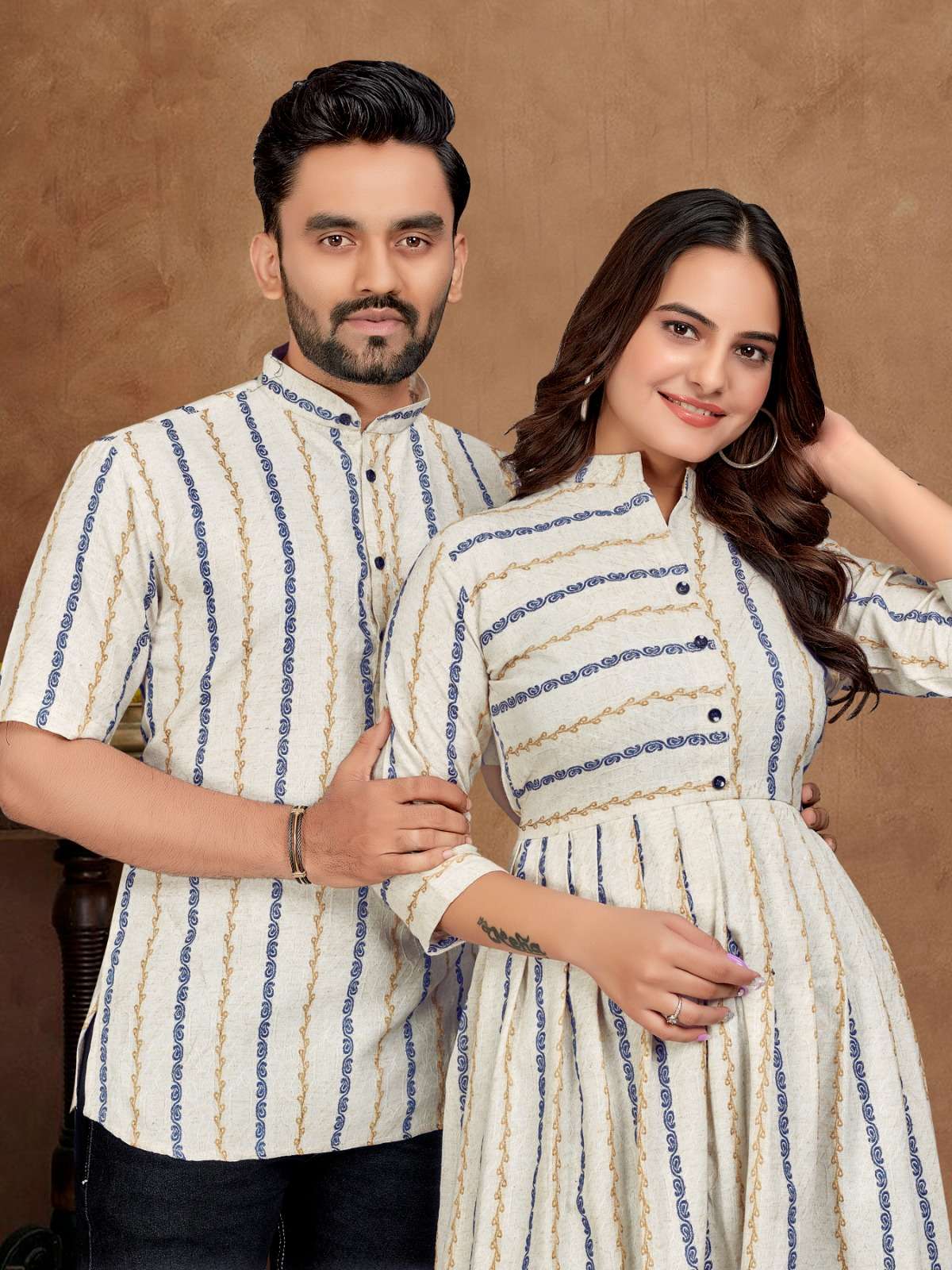 YNF COTTON WTX LAILA MAJANU COUPLE WEAR WHOLESALE MENS SHIRT KURTA & FEMALE TUNIC MANUFACTURER