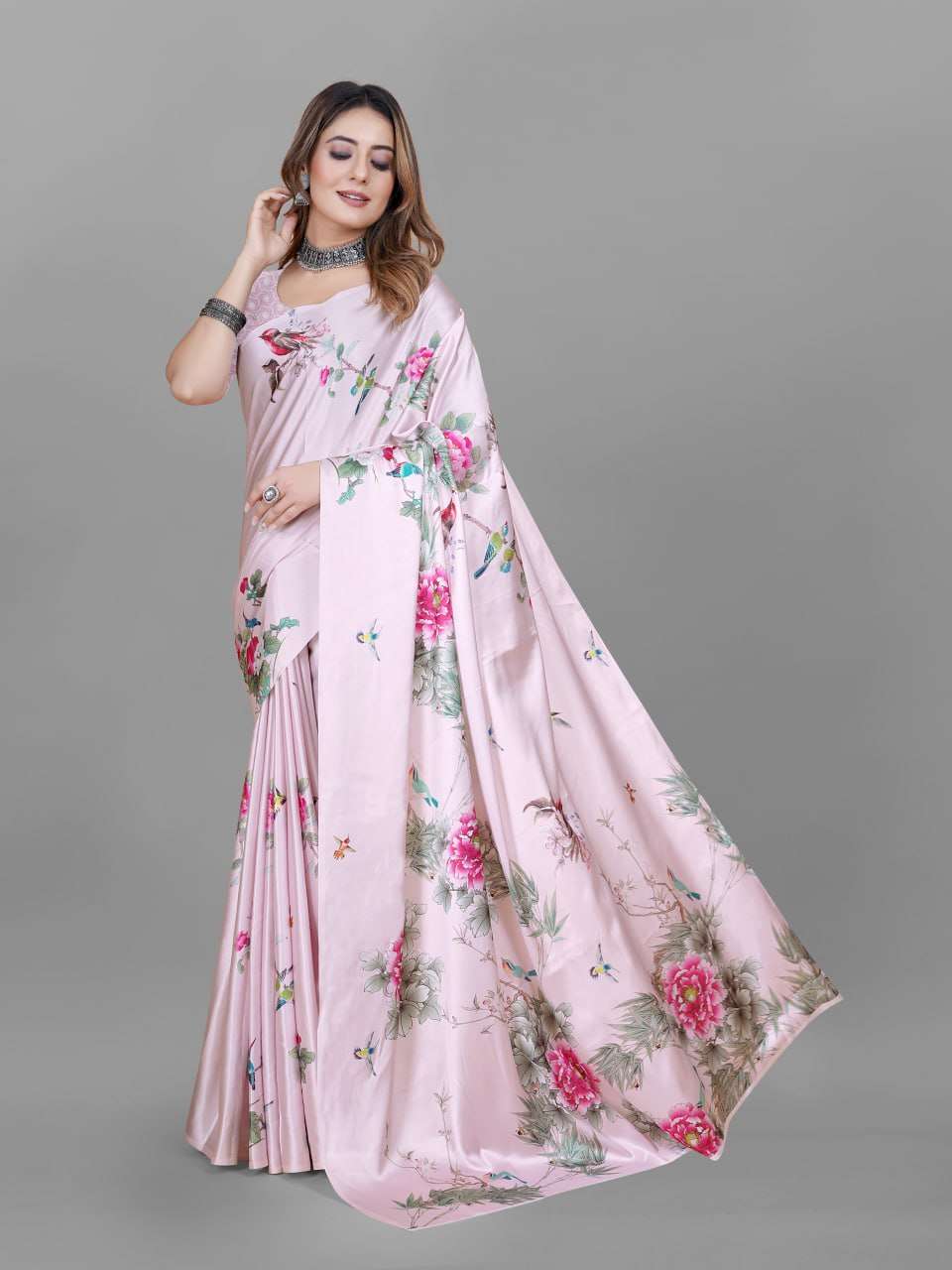 YNF CREPE SRRT JAPAN CRAPE6 SAREES WHOLESALE PRINTED LADIES CREPE SATIN SAREES MANUFACTURER