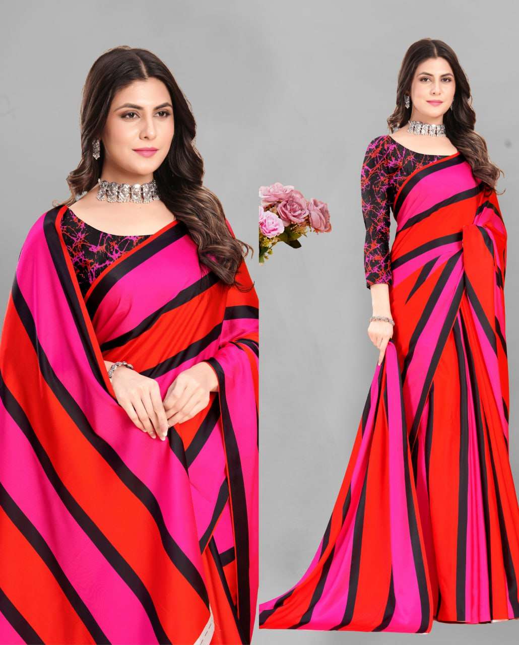 YNF CREPE SRRT JAPAN CRAPE9 SAREES WHOLESALE PRINTED LADIES CREPE SATIN SAREES MANUFACTURER