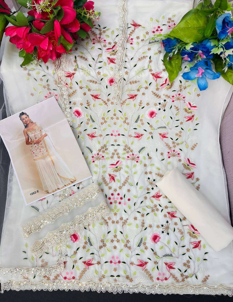 YNF FAUX GEORGETTE KSB 1002-B SUITS & DRESSES WHOLESALE SEMI STITCHED SUITS MANUFACTURER