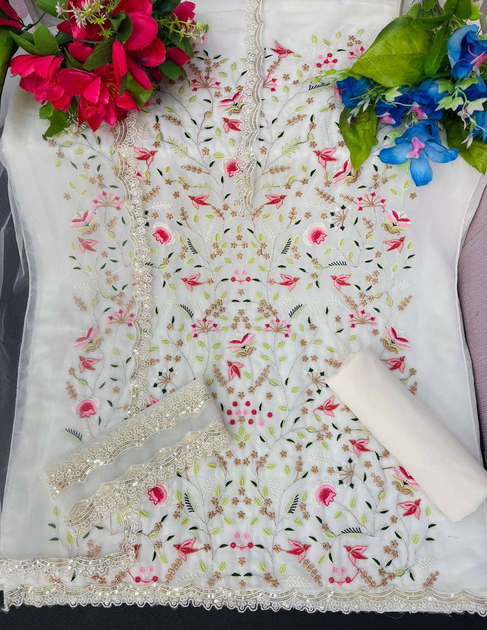 YNF FAUX GEORGETTE KSB 1002-B SUITS & DRESSES WHOLESALE SEMI STITCHED SUITS MANUFACTURER