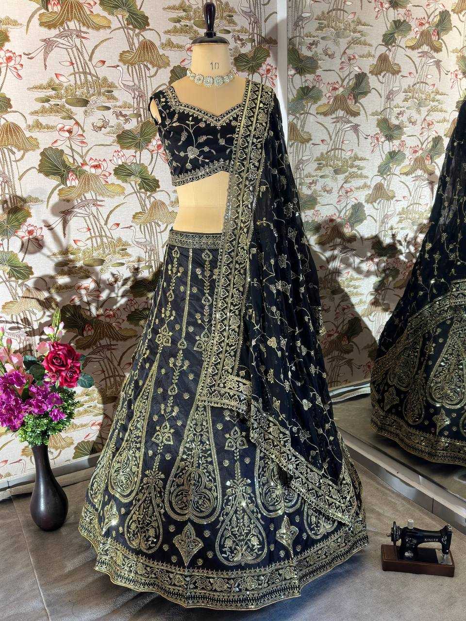 YNF GEORGETTE VDD 5024-B LEHENGAS WHOLESALE DESIGNER CELEBRITY EMBROIDERED LEHENGAS MANUFACTURER