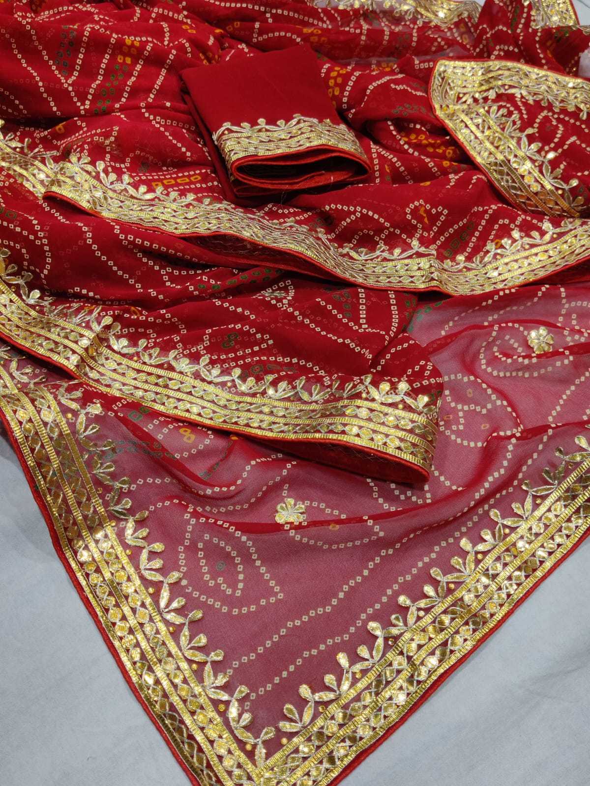 YNF PURE JORHAT NSD 36 SAREES WHOLESALE GOTA PATTI BANDHANI RAJASTHANI SAREES MANUFACTURER