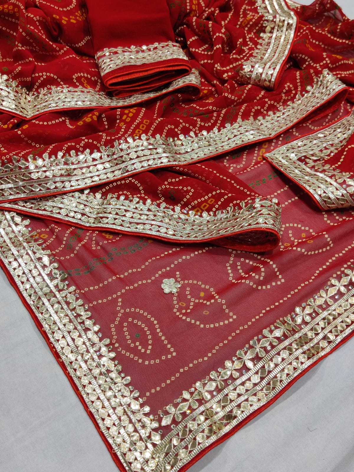 YNF PURE JORHAT NSD 36 SAREES WHOLESALE GOTA PATTI BANDHANI RAJASTHANI SAREES MANUFACTURER