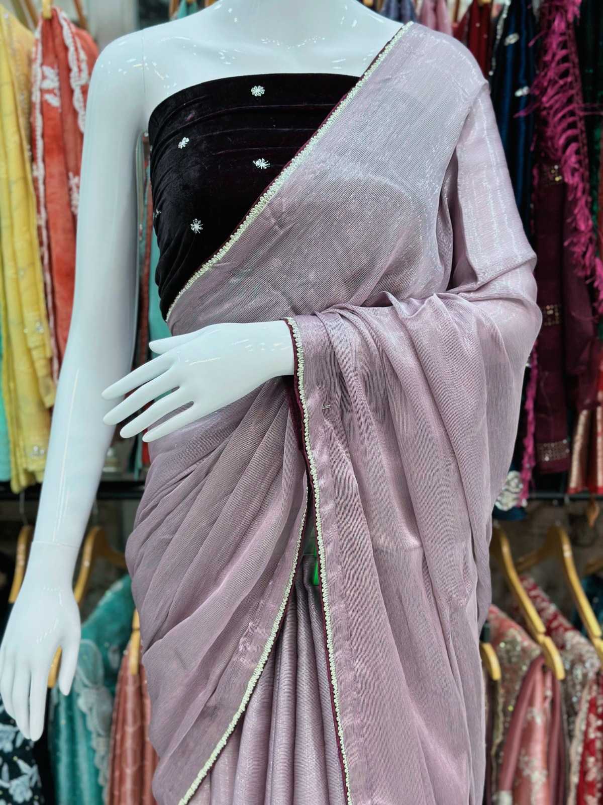 YNF SATIN RSRM 2033 SAREES WHOLESALE CRAPE SATIN PLAIN SOLID SAREES MANUFACTURER