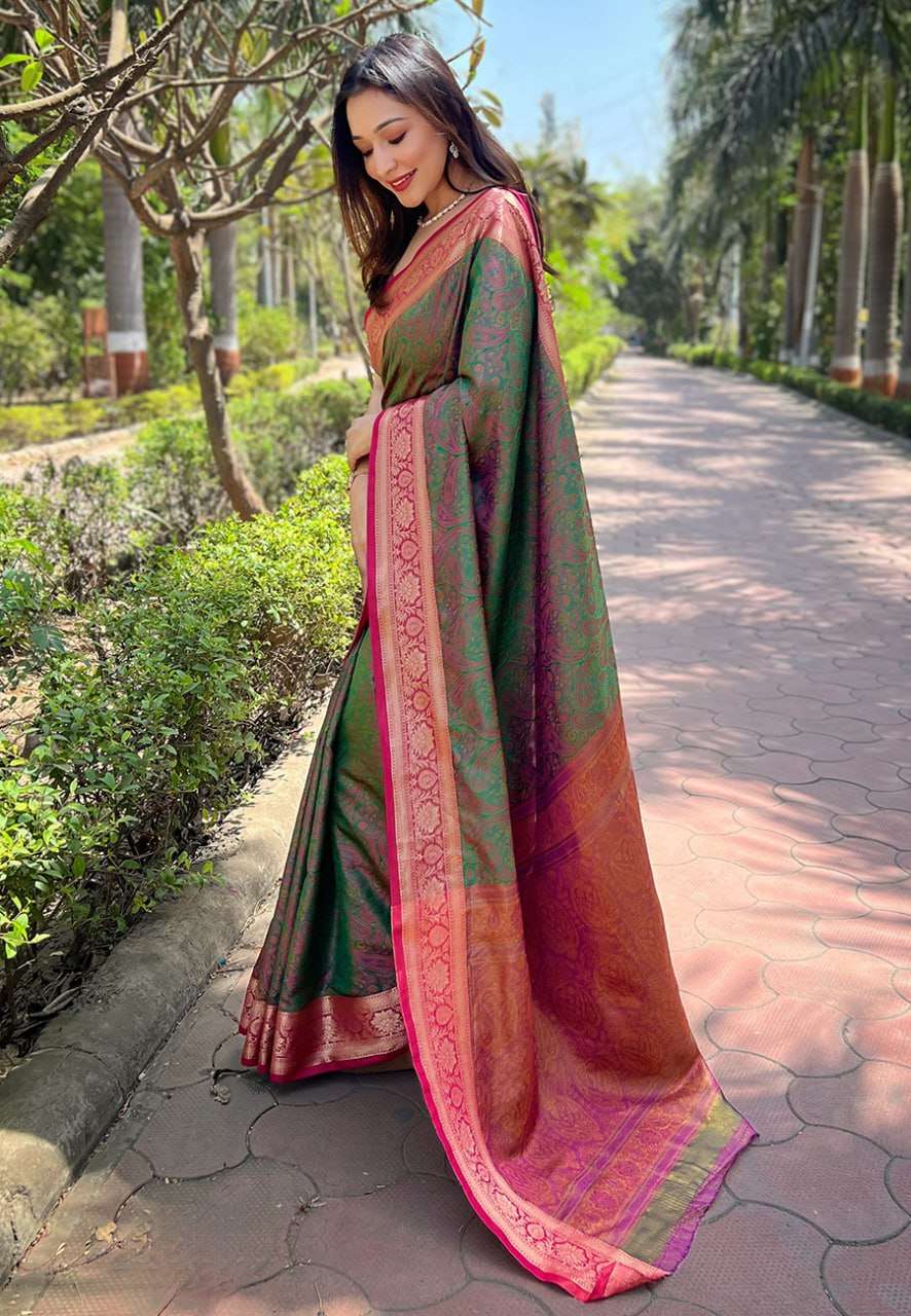 YNF SOFT KASHMIRI SILK REW KASHMIRI 2 SAREES WHOLESALE KASHMIRI ZARI BORDER SAREES MANUFACTURER