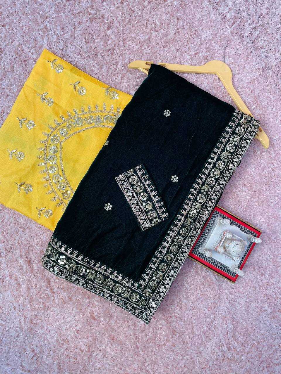 YNF VELVET RST 396 SAREES WHOLESALE VELVET EMBROIDERED FANCY SAREES MANUFACTURER