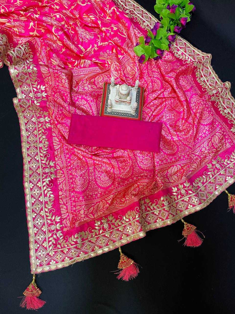 YNF VICHITRA SILK RST 390 SAREES WHOLESALE PRINTED GOTA PATTI EMBROIDERED SAREES MANUFACTURER