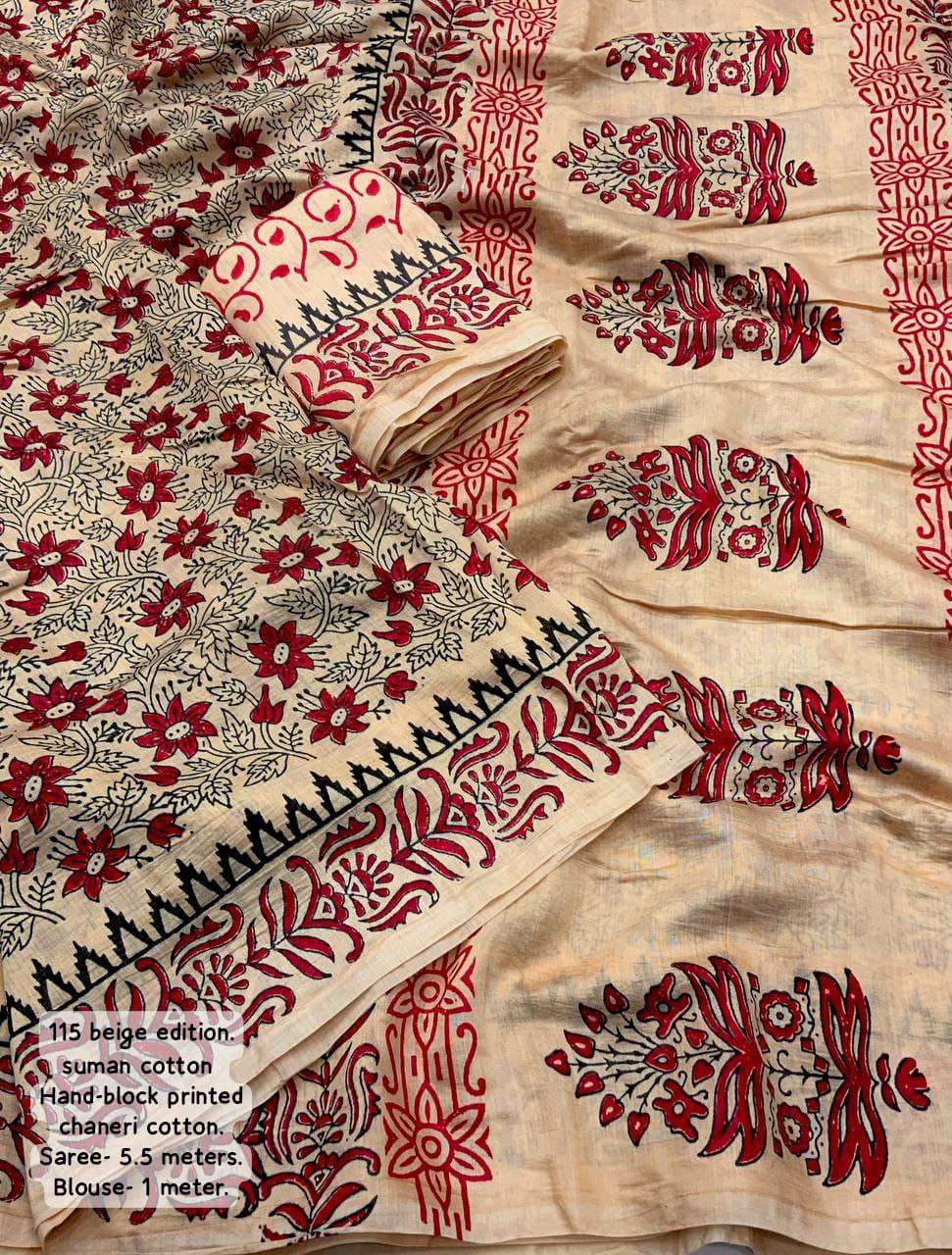 YNF CHANDERI COTTON KESH118 115 SAREES WHOLESALE PRINTED COTTON LINEN CHANDERI BLOCK PRINTED SAREES MANUFACTURER