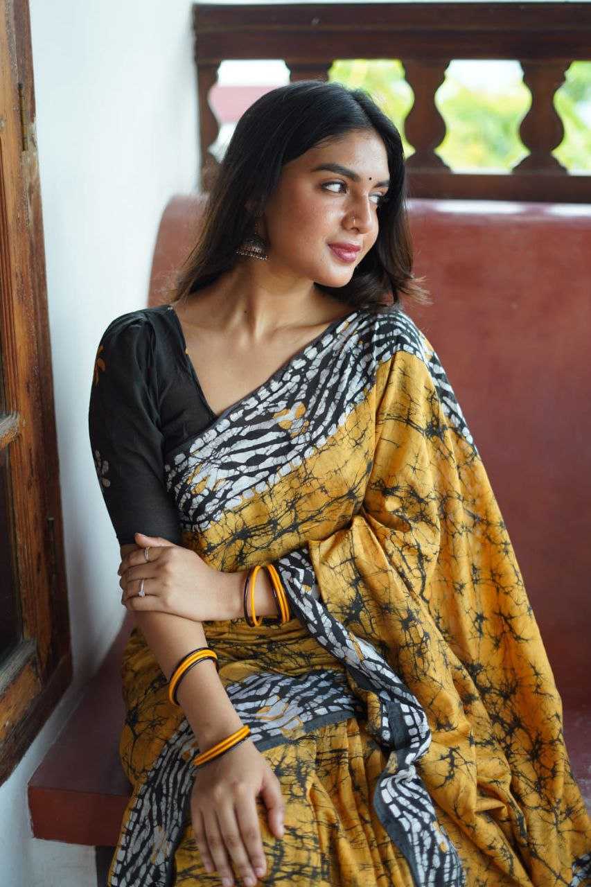 YNF CHANDERI COTTON KESH118 181 SAREES WHOLESALE PRINTED COTTON LINEN CHANDERI BATIK SAREES MANUFACTURER