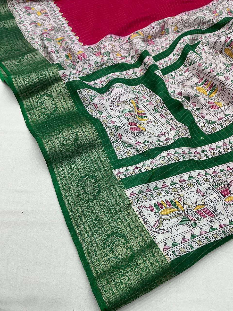 YNF COTON KESH118 189 SAREES WHOLESALE PRINTED COTTON LINEN MADHUBANI ZARI BORDER SAREES MANUFACTURER