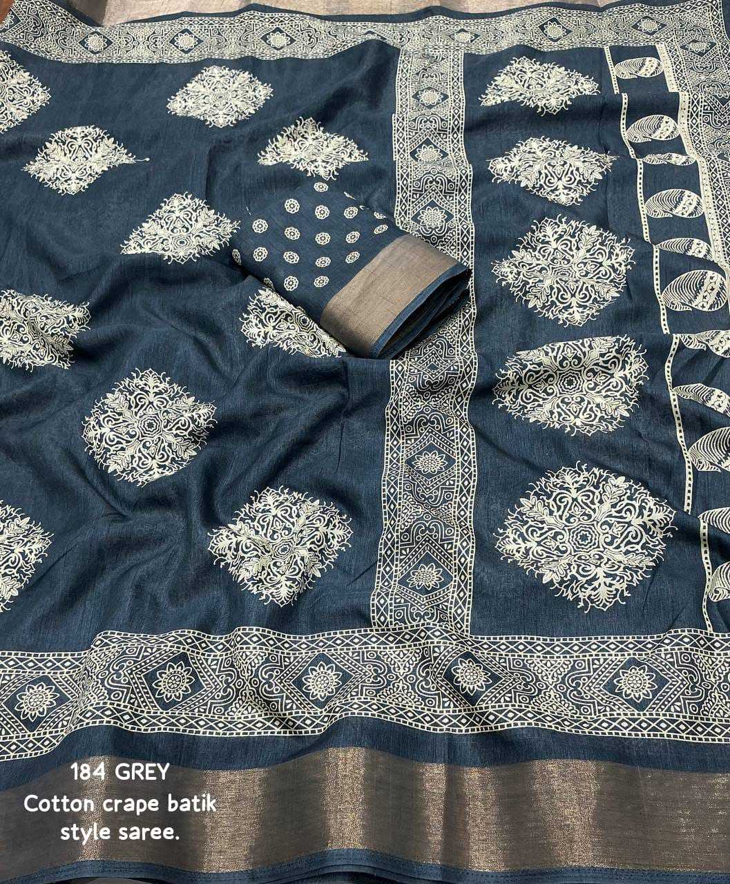 YNF COTTON KESH118 184 SAREES WHOLESALE PRINTED COTTON LINEN BATIK ZARI BORDER SAREES MANUFACTURER