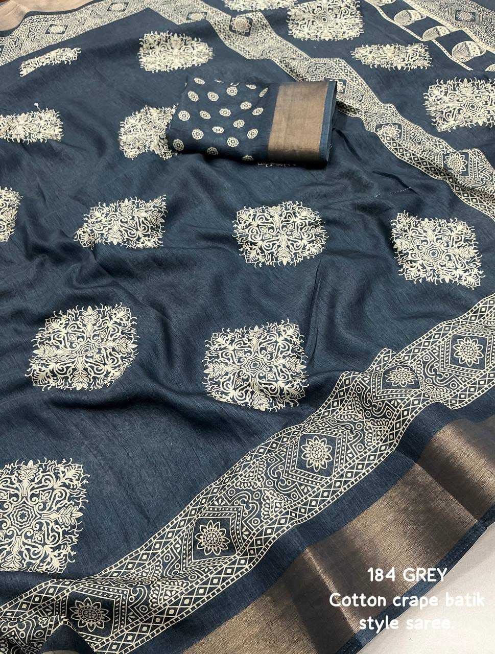 YNF COTTON KESH118 184 SAREES WHOLESALE PRINTED COTTON LINEN BATIK ZARI BORDER SAREES MANUFACTURER