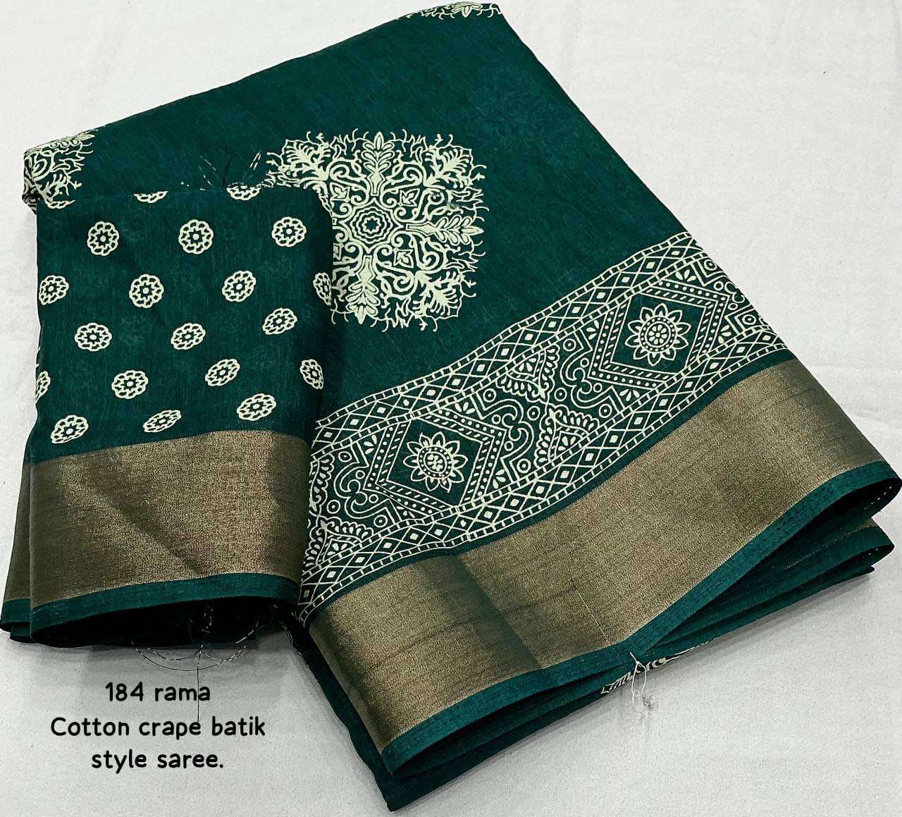 YNF COTTON KESH118 184 SAREES WHOLESALE PRINTED COTTON LINEN BATIK ZARI BORDER SAREES MANUFACTURER