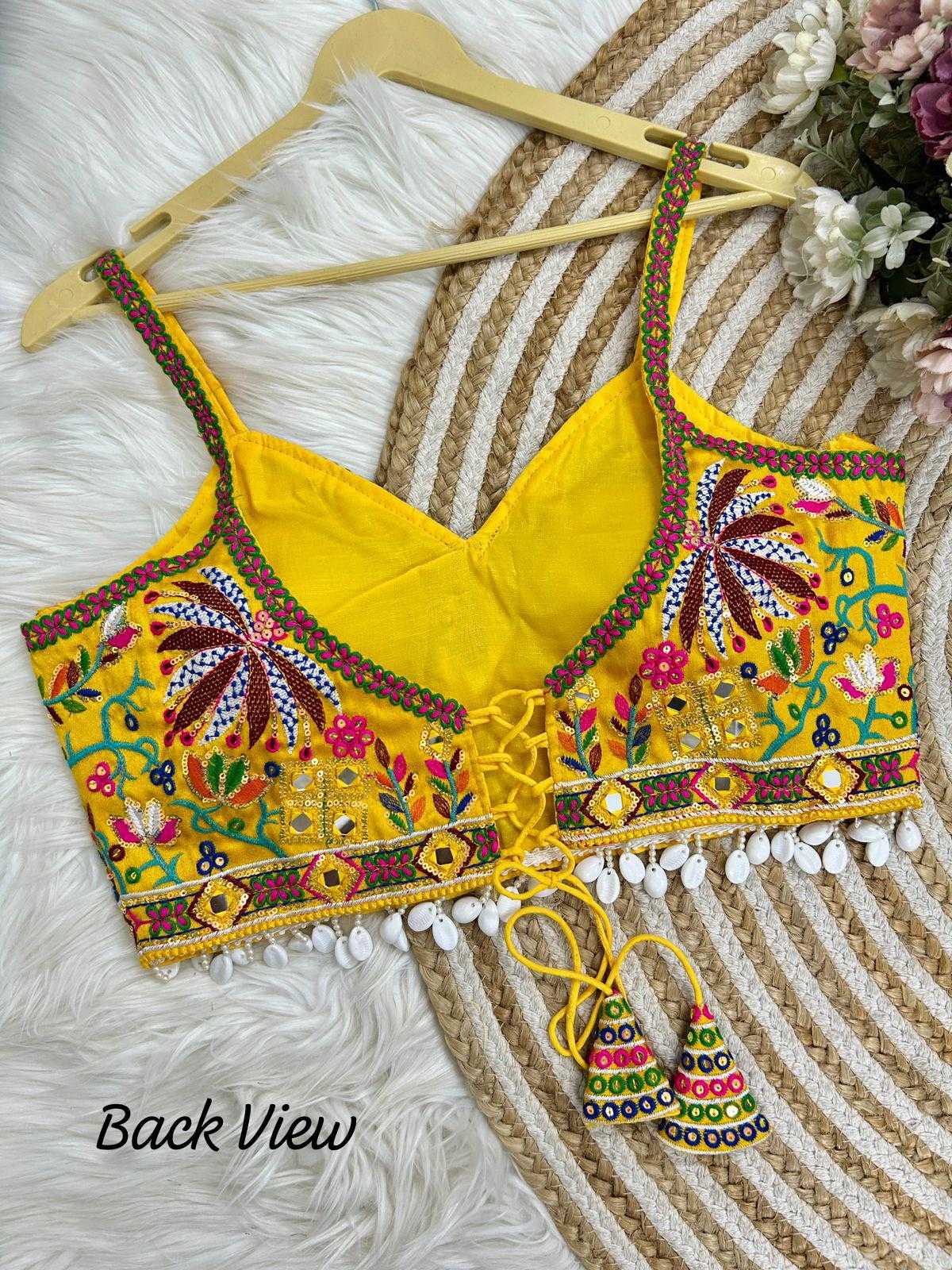 YNF ITALIAN SILK KESH111 RRK17 READYMADE BLOUSE WHOLESALE V-NECK SLEEVELESS EMBROIDERED KUTCH WORK SEQUENCE BLOUSE MANUFACTURER