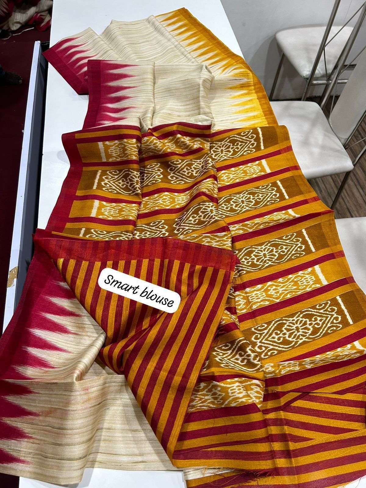 YNF TUSSAR SILK KESH101 ANT44 SILK SAREES WHOLESALE TUSSAR SILK IKAT PRINTED SILK SAREES MANUFACTURER