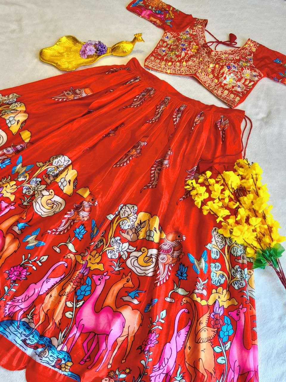 YNF CHINON RIN197 DAIVIK LEHENGAS WHOLESALE TRADITIONAL SILK PRINTED LEHENGAS MANUFACTURER