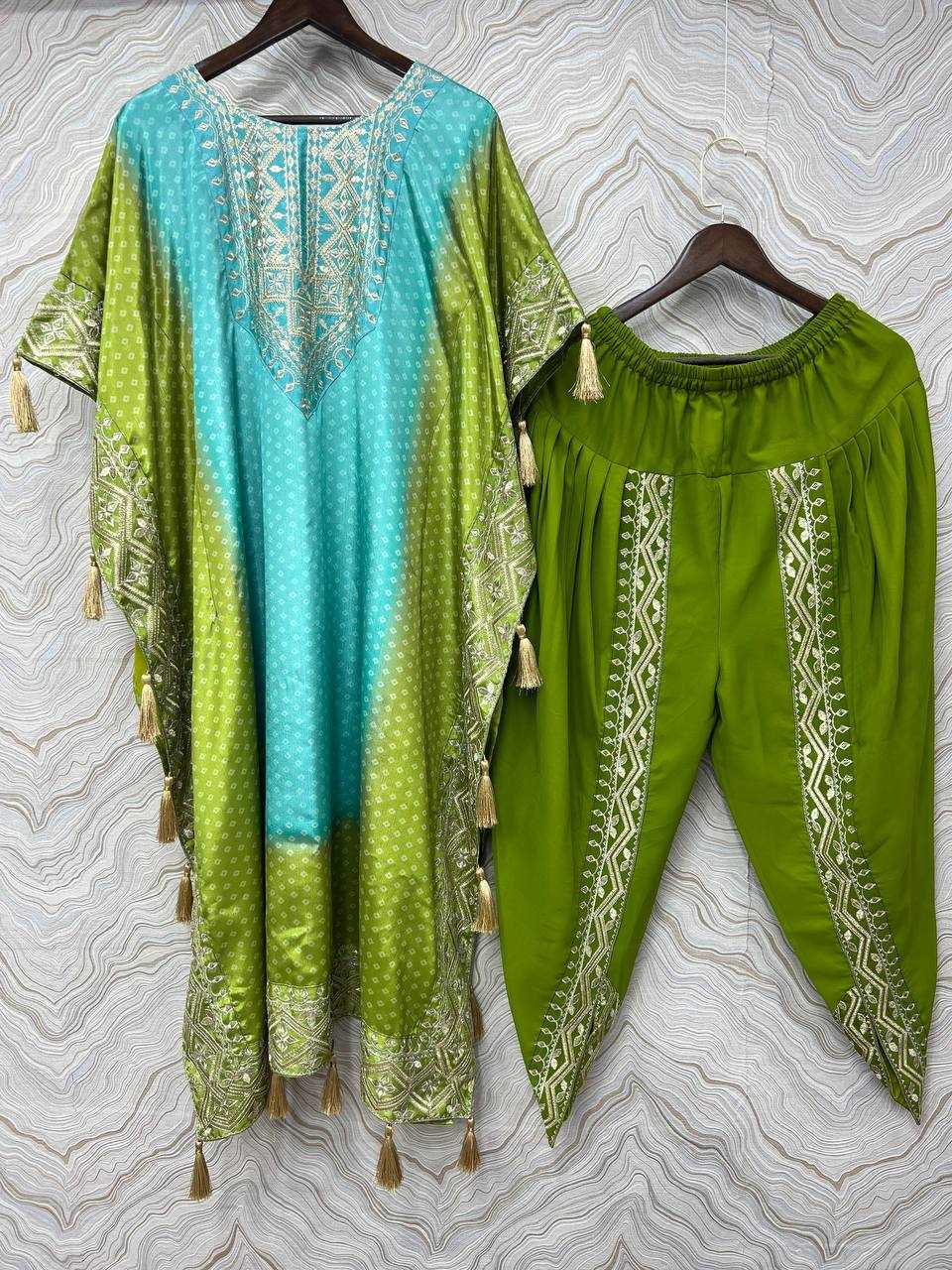 YNF CHINON SILK KESH157 1669 SUITS & DRESSES ISLAMIC CLOTHING WHOLESALE KAFTANS EMBROIDERY LADIES SILK LADIES PARTY WEAR SUITS MANUFACTURER